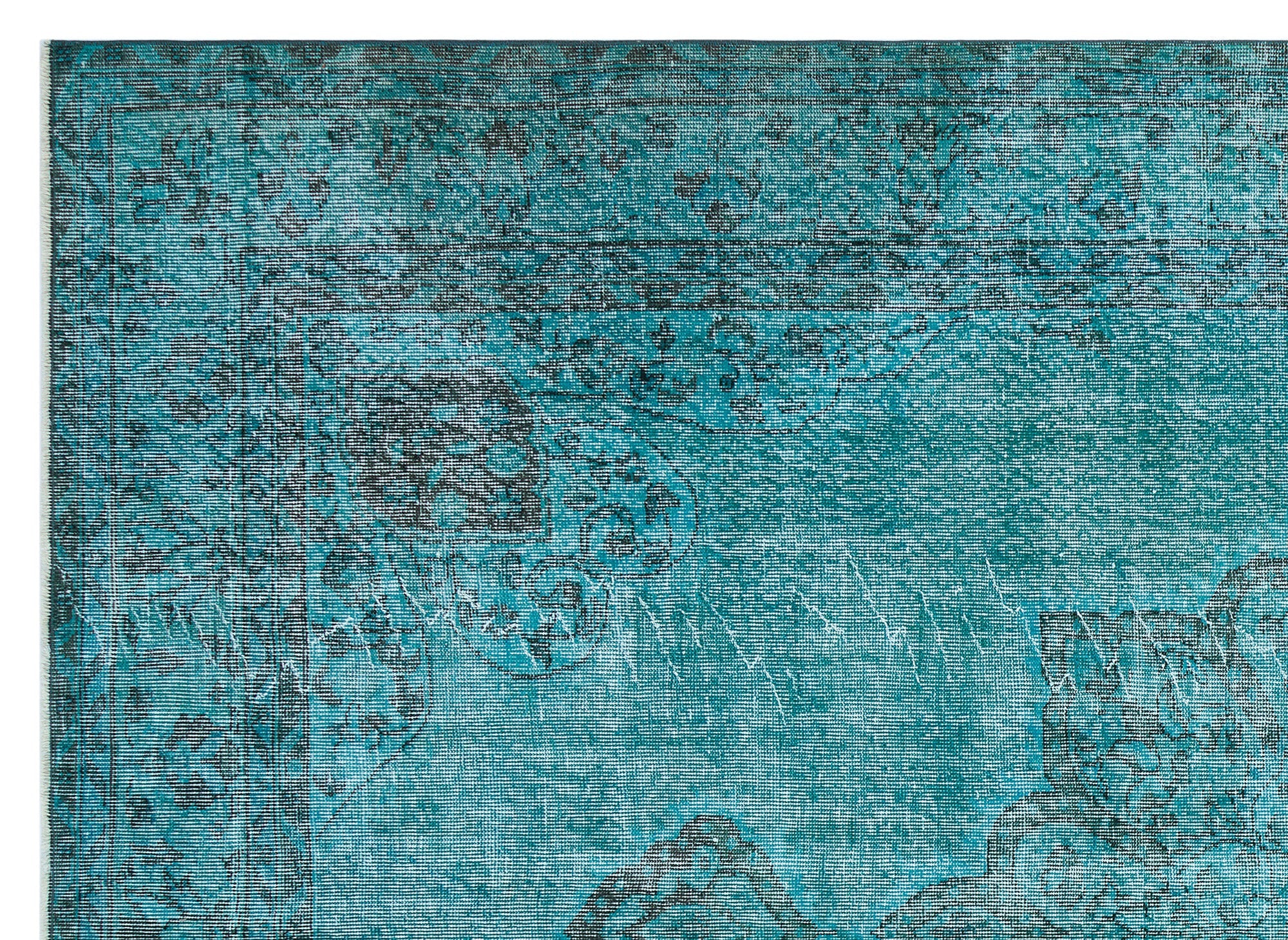 Atina Turquoise Vintage Wool Handmade Area Rug 7'3" x 10'1"