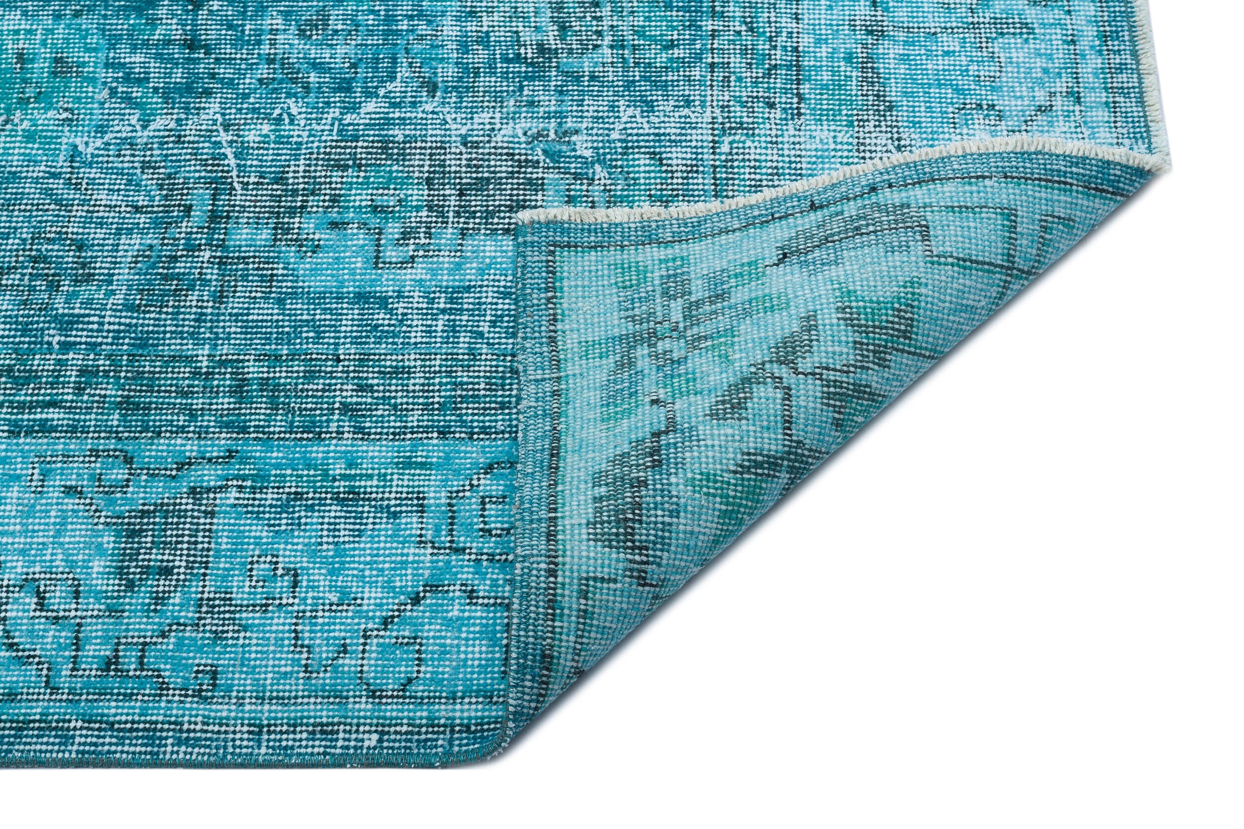 Atina Turquoise Vintage Wool Handmade Area Rug 7'1" x 10'1"
