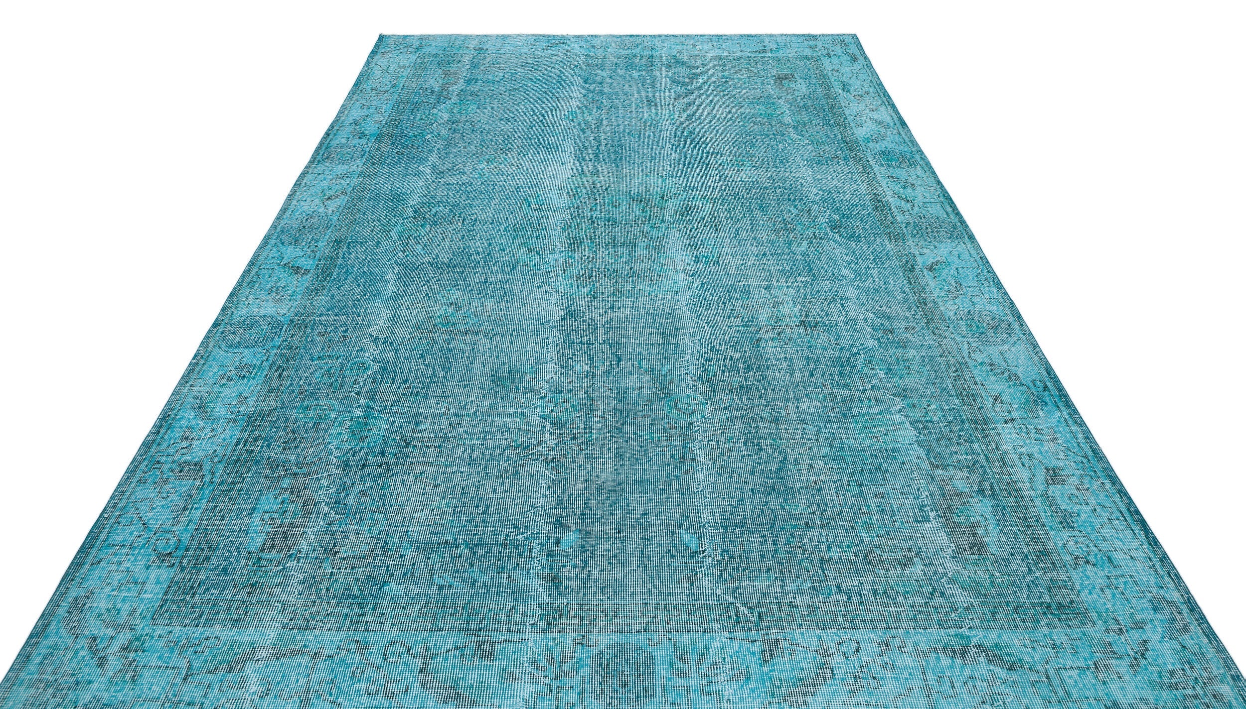 Atina Turquoise Vintage Wool Handmade Area Rug 7'1" x 10'1"