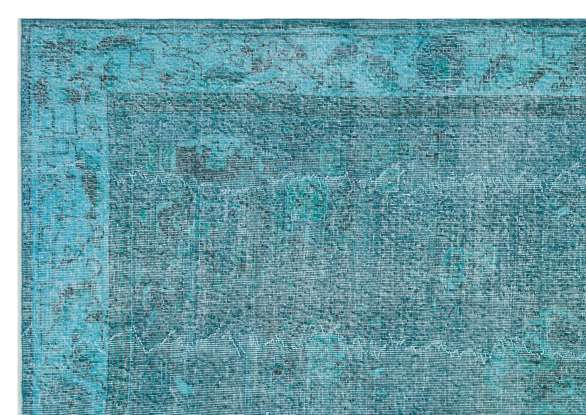 Atina Turquoise Vintage Wool Handmade Area Rug 7'1" x 10'1"