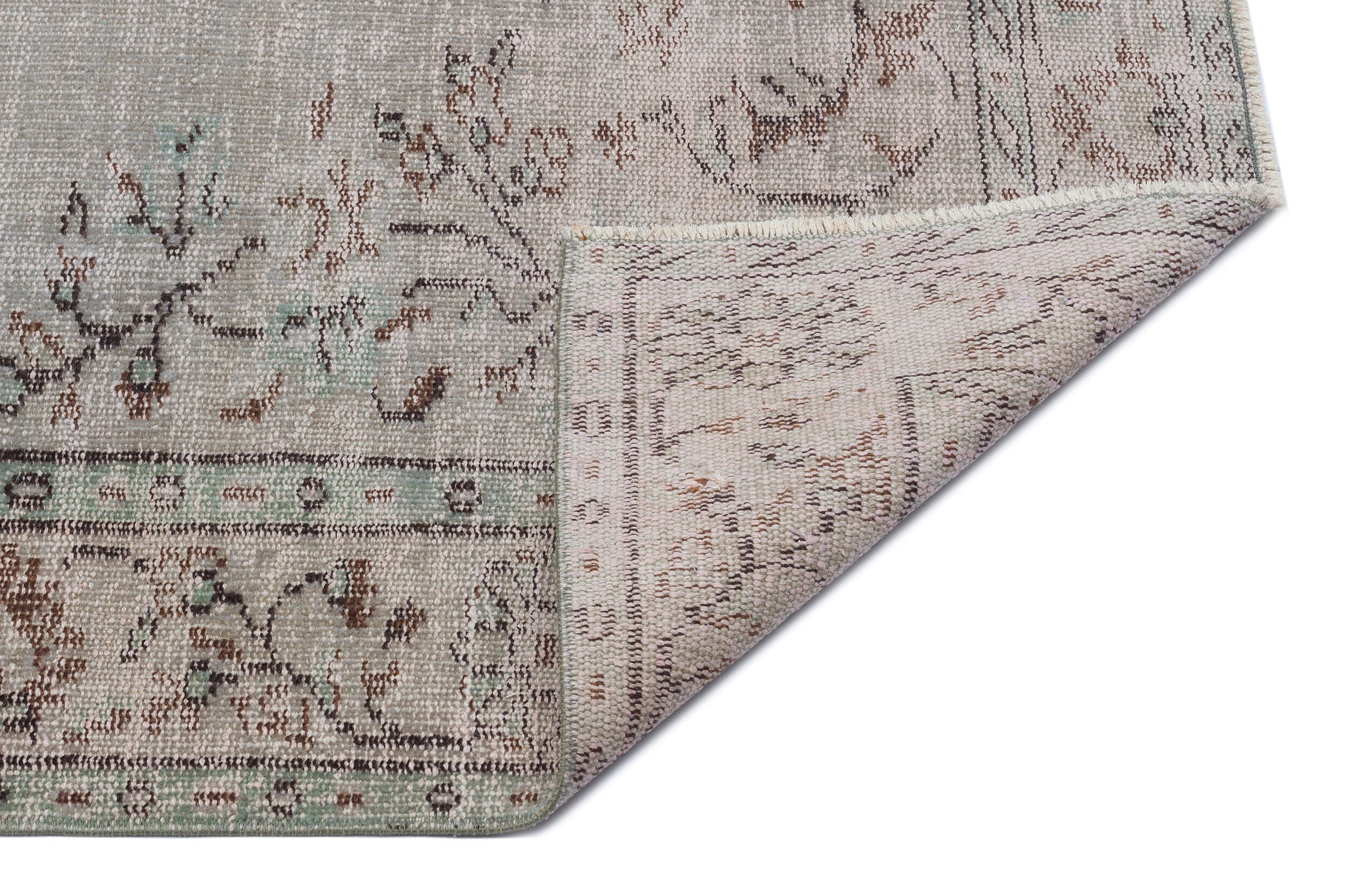 Atina Grey Vintage Wool Handmade Area Rug 5'10" x 9'2"