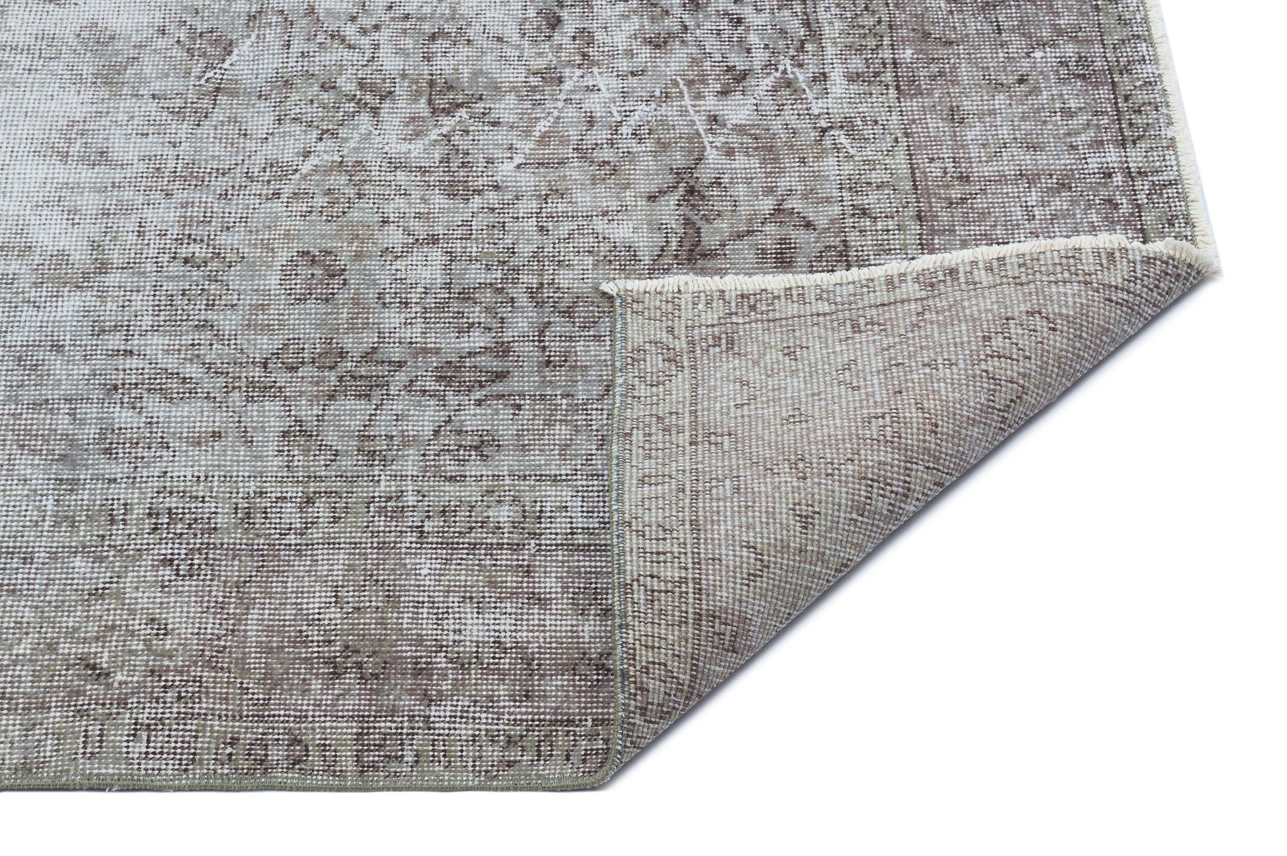 Atina Grey Vintage Wool Handmade Area Rug 5'0" x 8'6"