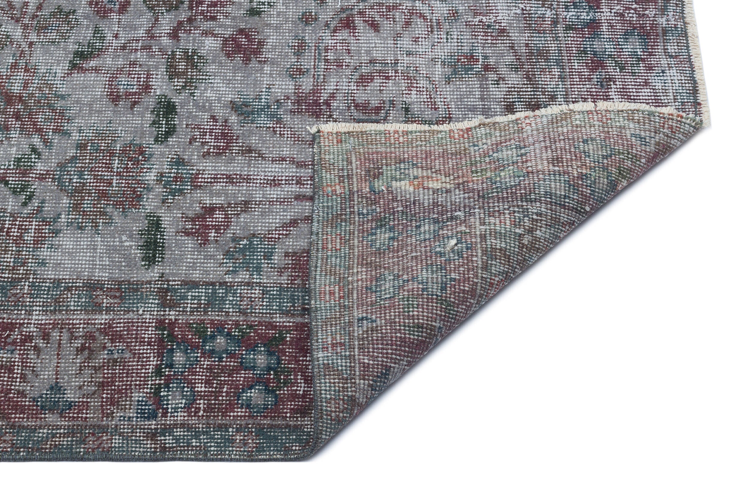 Atina Grey Vintage Wool Handmade Area Rug 5'6" x 8'10"