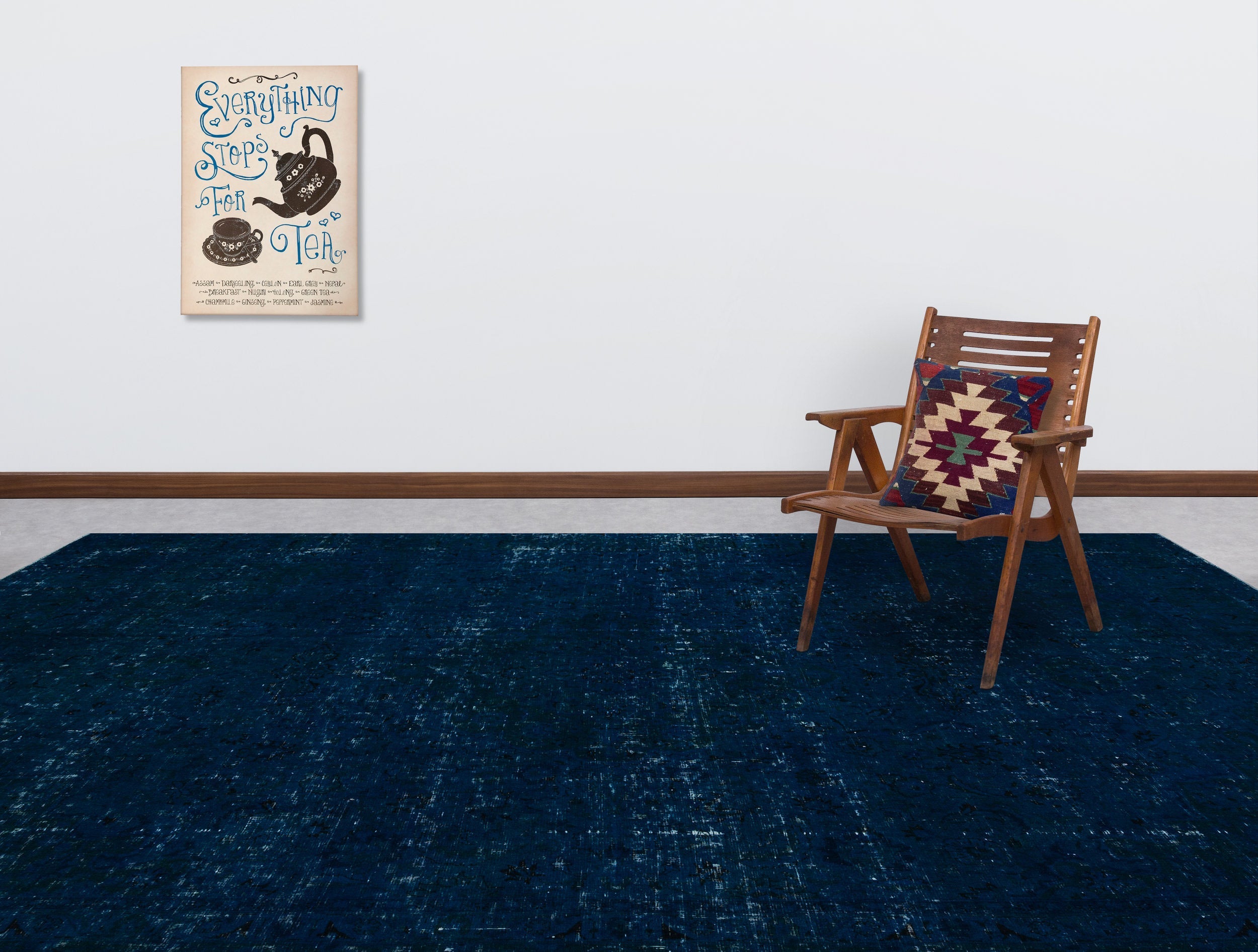 Epir 29808 Turquoise Vintage Wool Handmade Area Rug 9'7" x 12'7"