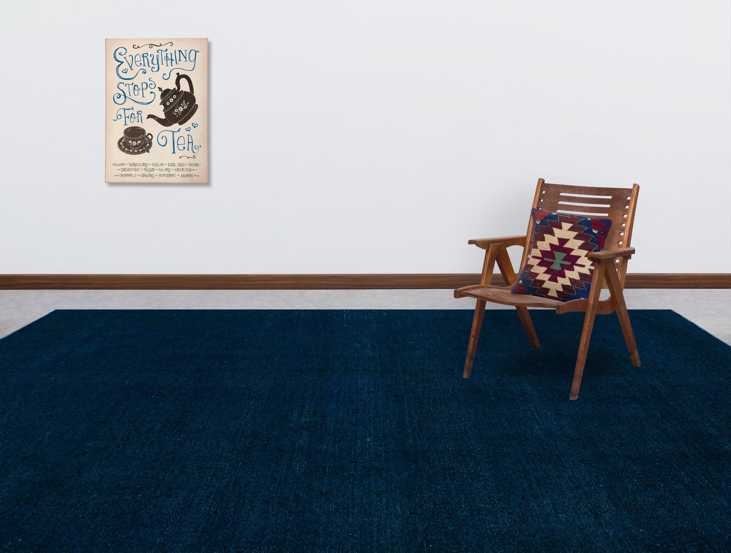 Epir Turquoise Vintage Wool Handmade Area Rug 8'7" x 13'0"