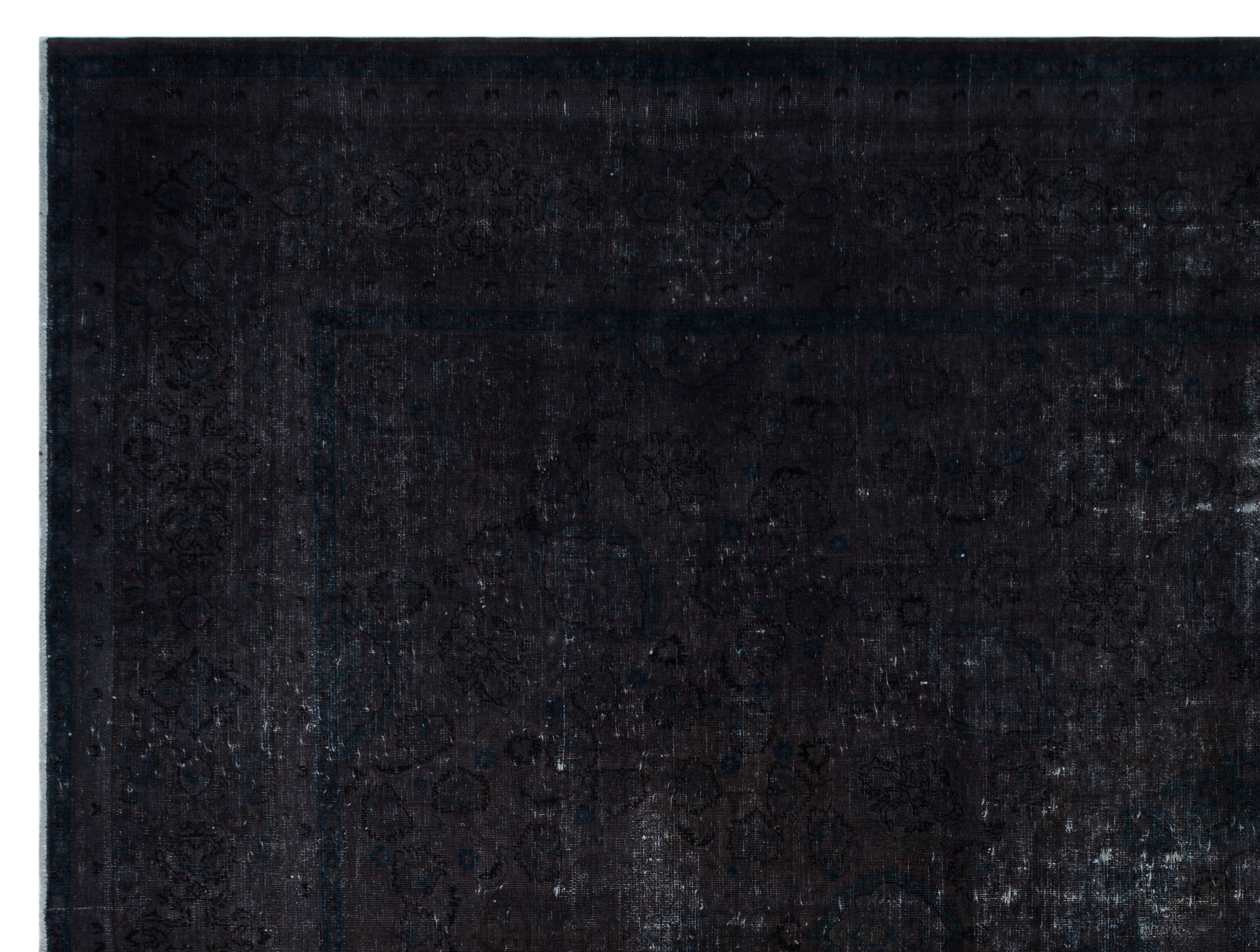 Epir Black Vintage Wool Handmade Area Rug 9'7" x 12'8"