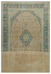 Epir Beige Vintage Wool Handmade Area Rug 9'0" x 13'1"