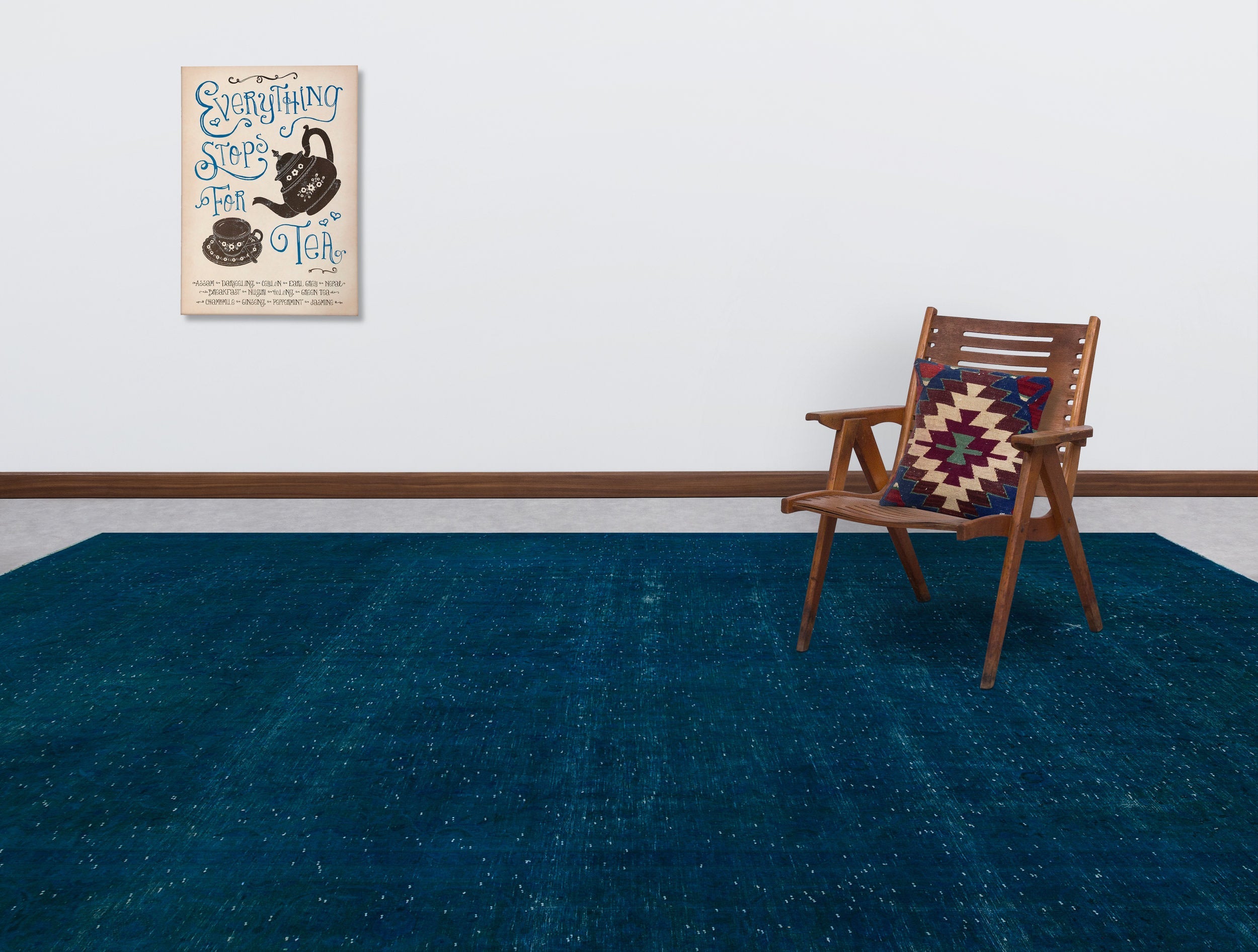 Epir Turquoise Vintage Wool Handmade Area Rug 9'10" x 14'0"