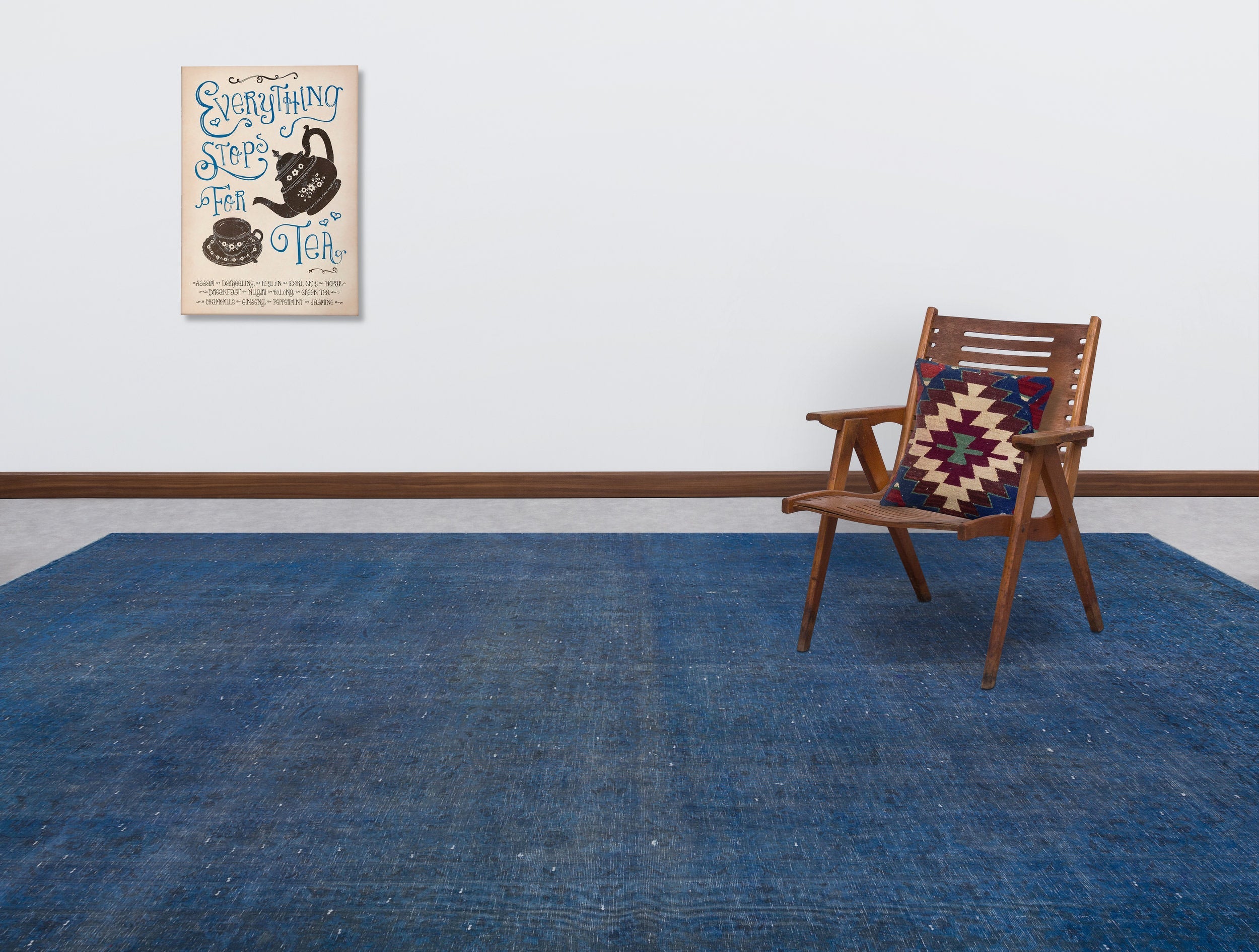 Epir Blue Vintage Wool Handmade Area Rug 9'7" x 12'9"