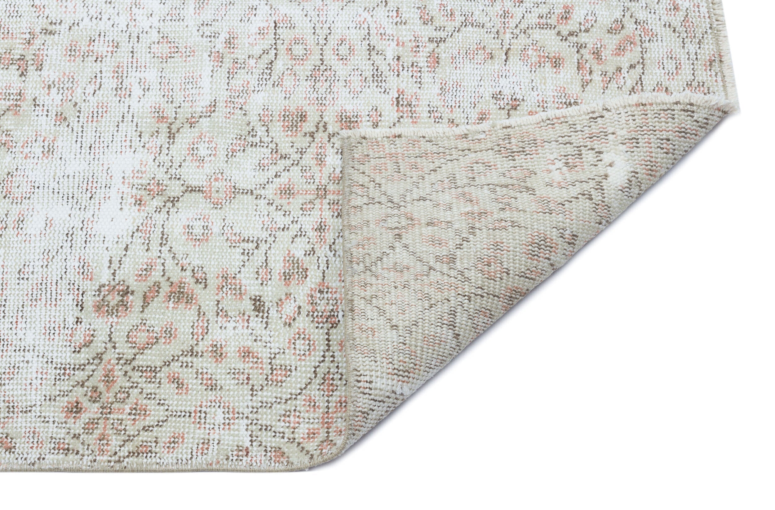 Atina Beige Vintage Wool Handmade Area Rug 3'6" x 6'9"