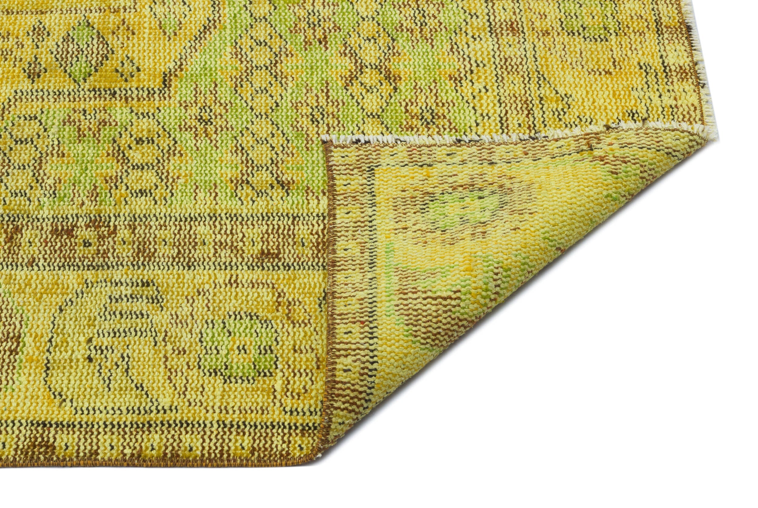 Atina Yellow Vintage Wool Handmade Area Rug 6'1" x 10'4"