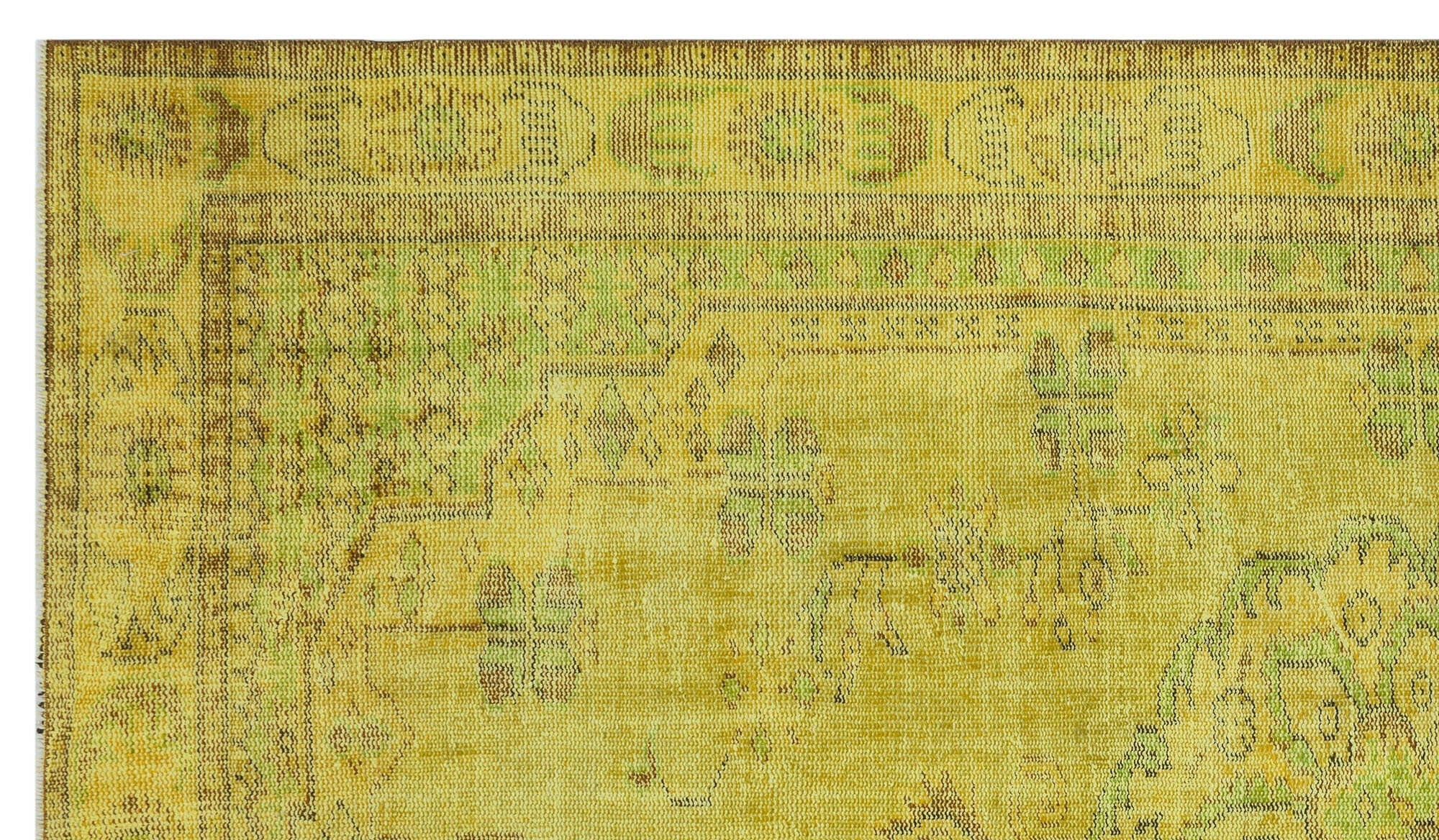 Atina Yellow Vintage Wool Handmade Area Rug 6'1" x 10'4"