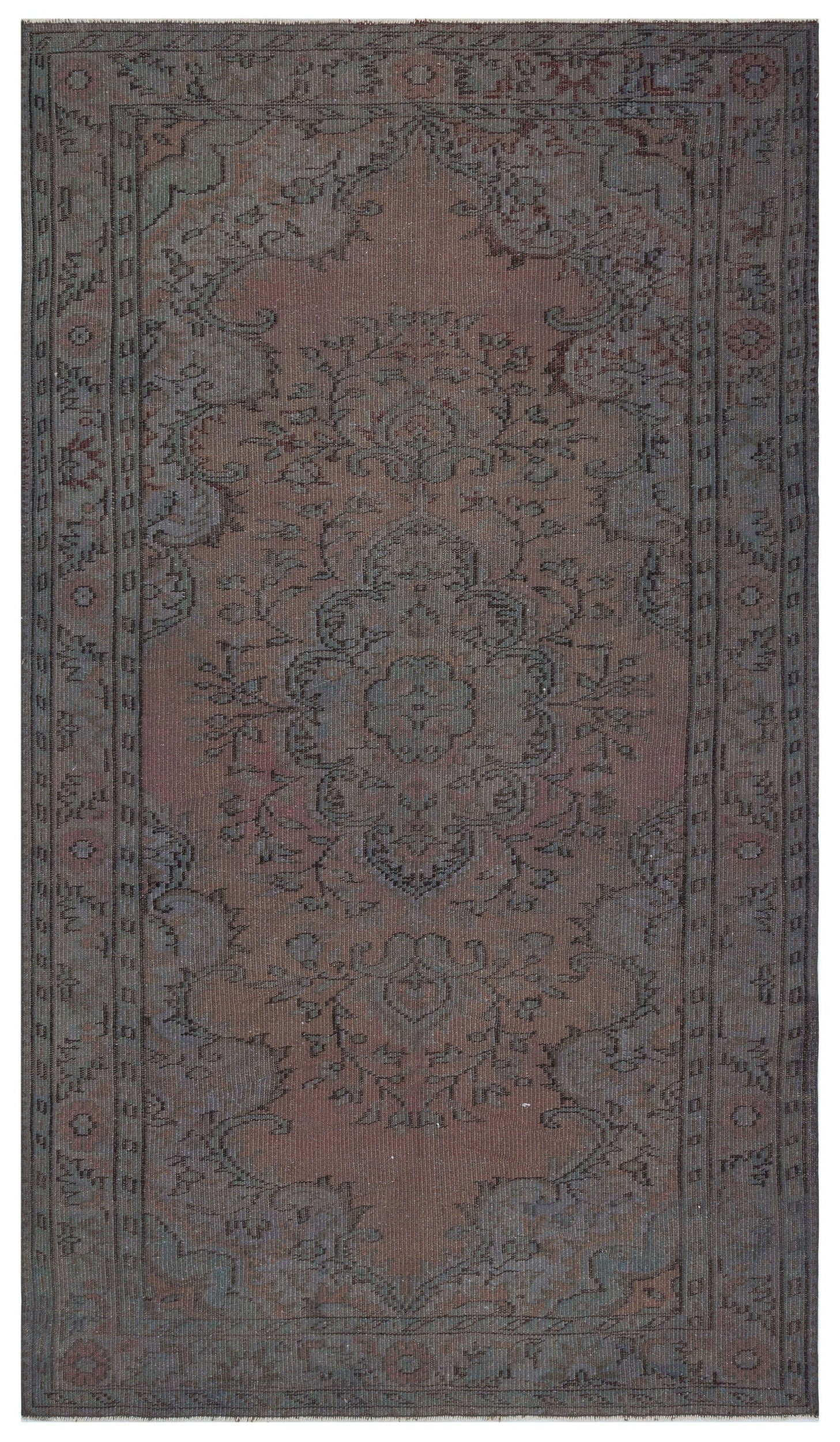 Atina Grey Vintage Wool Handmade Area Rug 5'3" x 9'2"