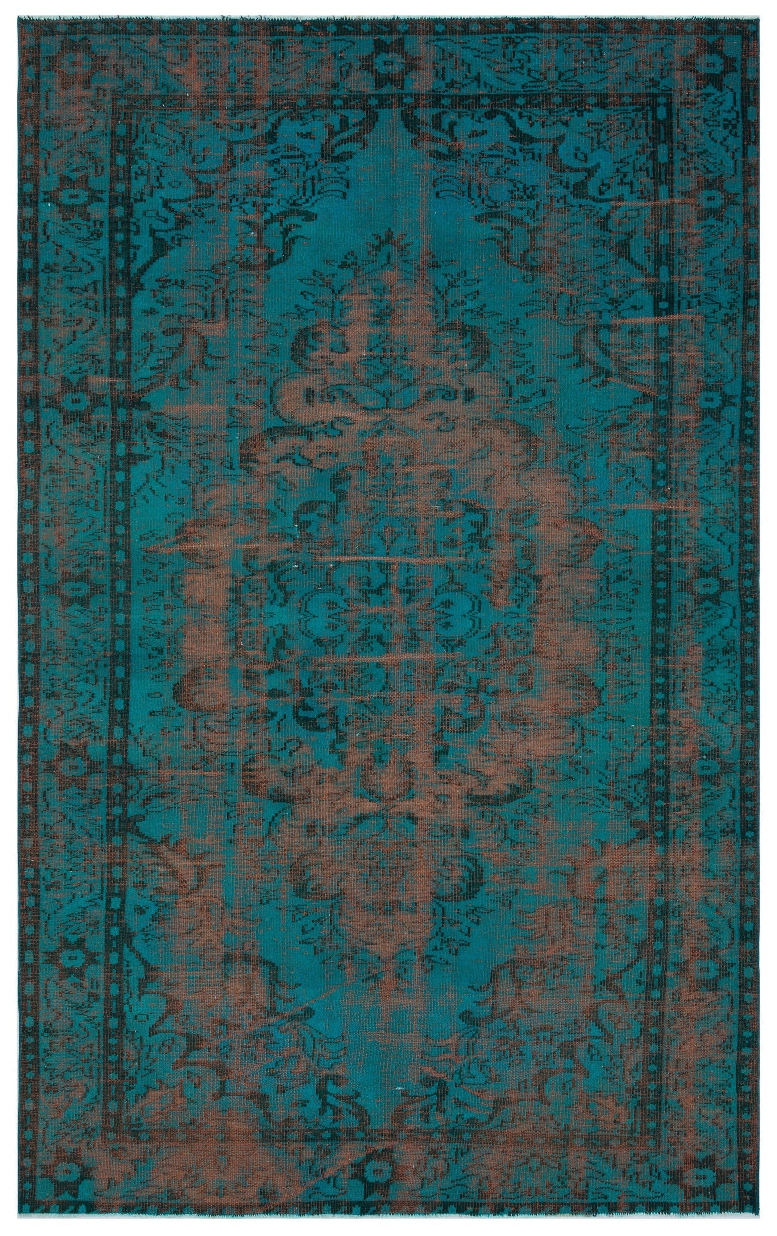 Atina Turquoise Vintage Wool Handmade Area Rug 5'1" x 11'5"