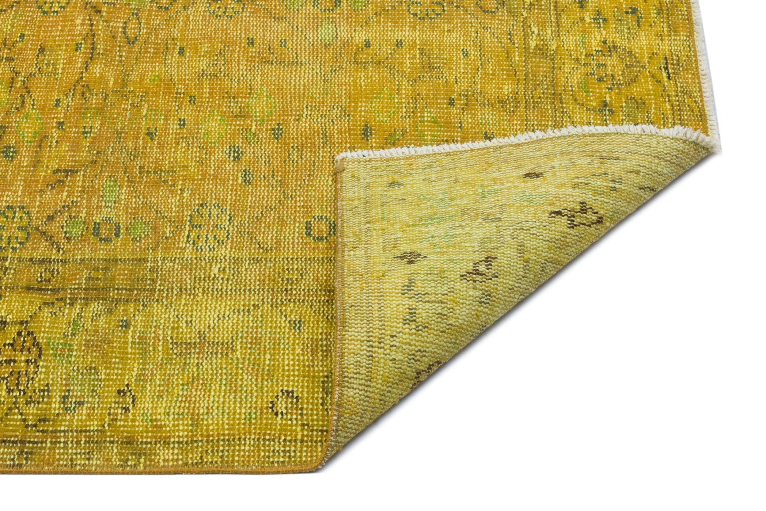 Atina Yellow Vintage Wool Handmade Area Rug 6'0" x 9'3"