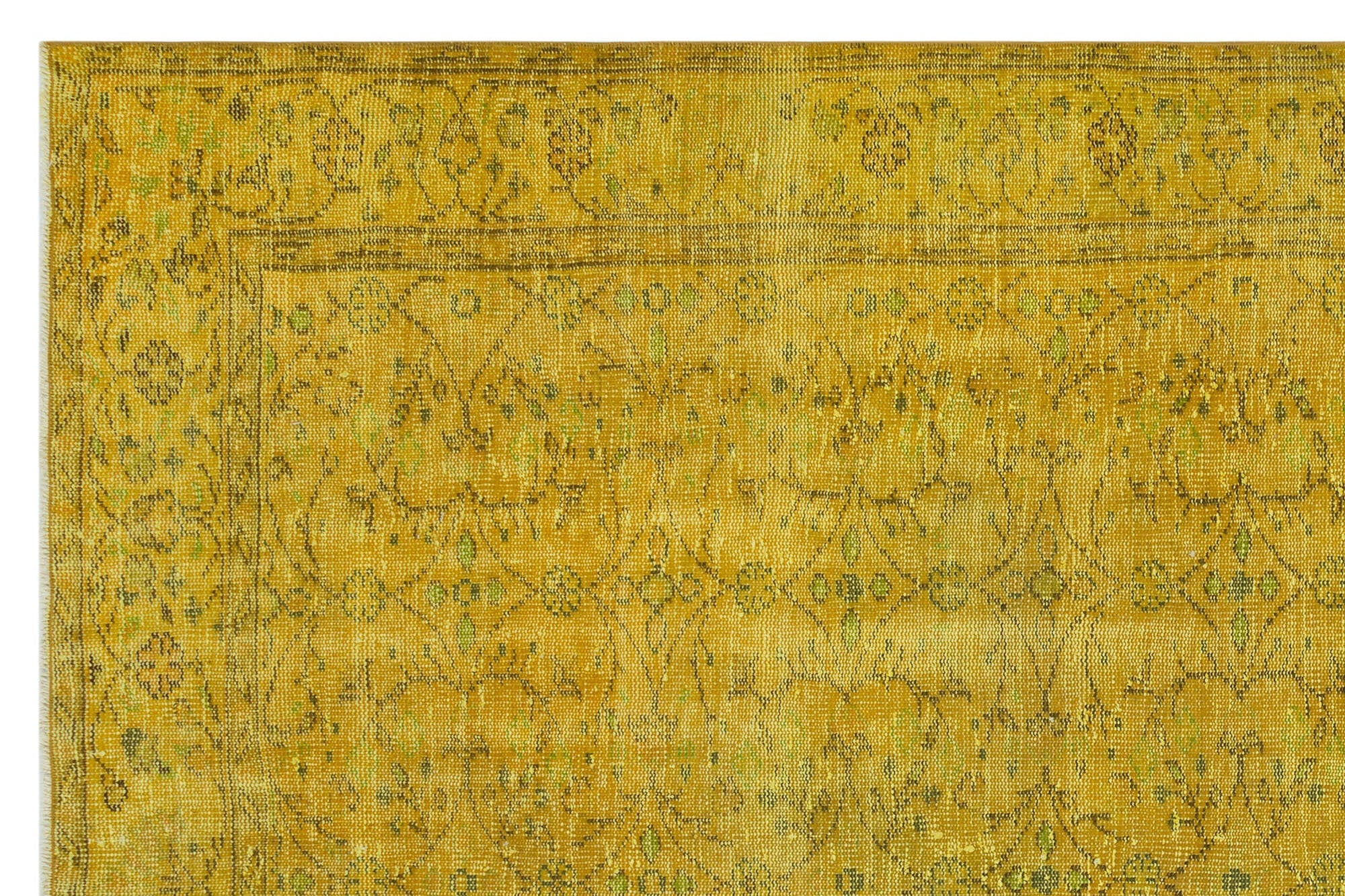 Atina Yellow Vintage Wool Handmade Area Rug 6'0" x 9'3"
