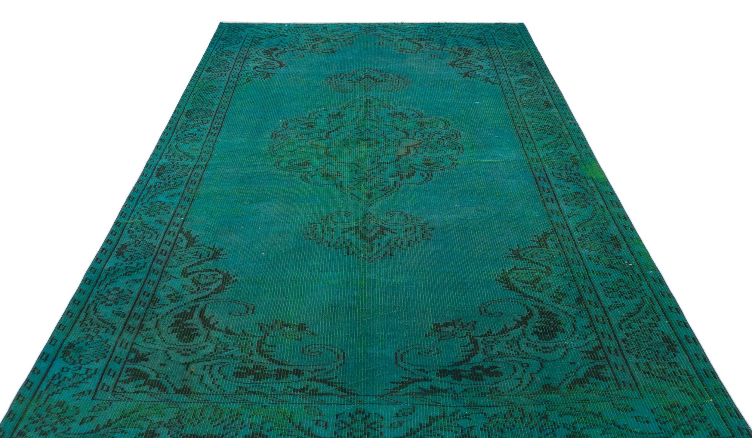 Atina Turquoise Vintage Wool Handmade Area Rug 5'10" x 8'4"