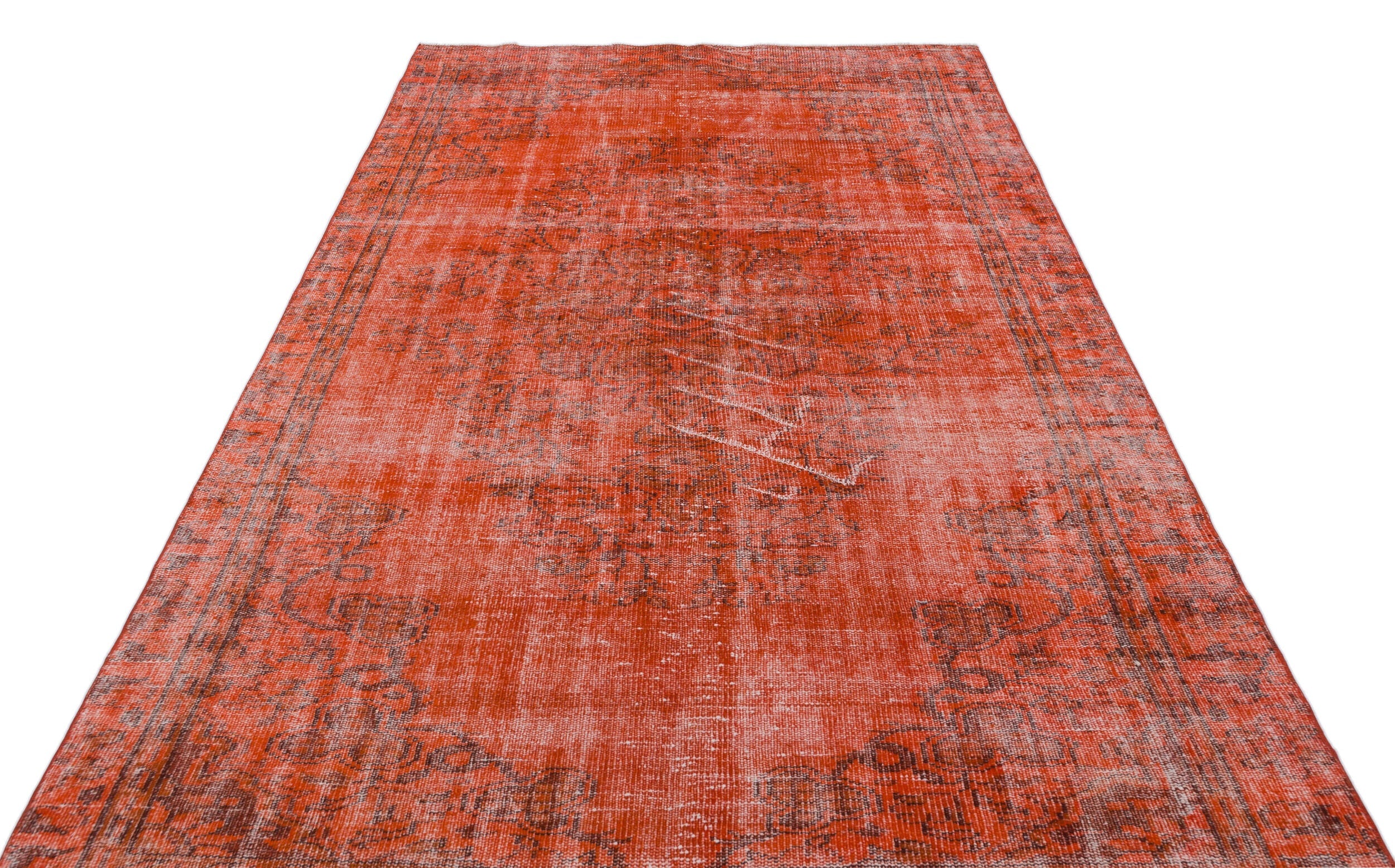 Atina Orange Vintage Wool Handmade Area Rug 5'8" x 9'5"