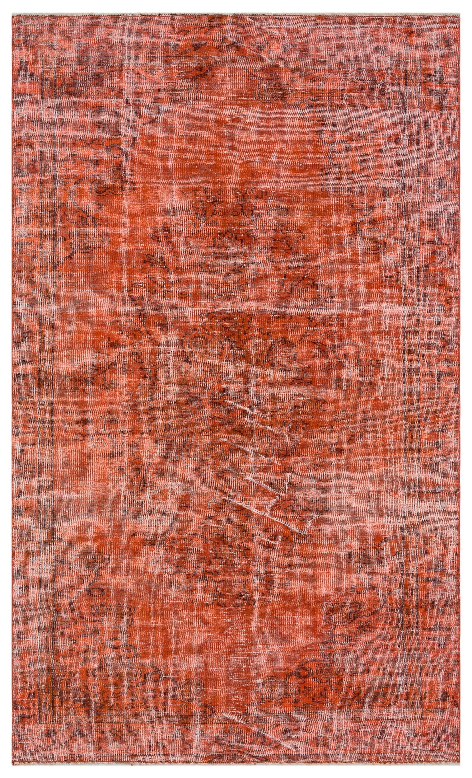 Atina Orange Vintage Wool Handmade Area Rug 5'8" x 9'5"