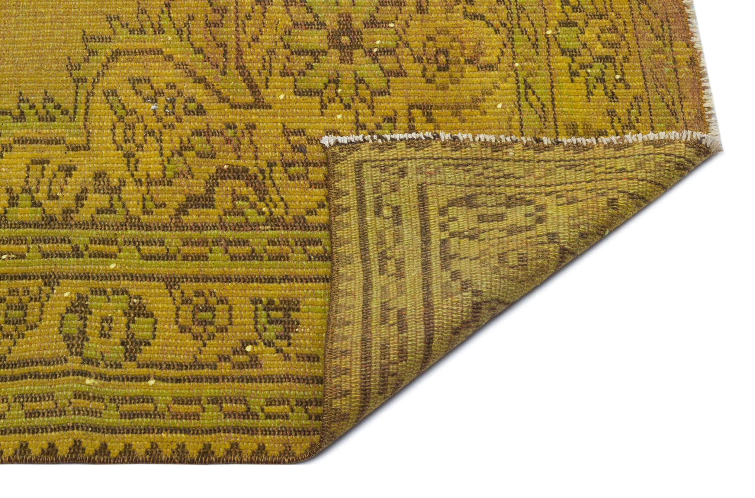 Atina Yellow Vintage Wool Handmade Area Rug 5'10" x 9'5"