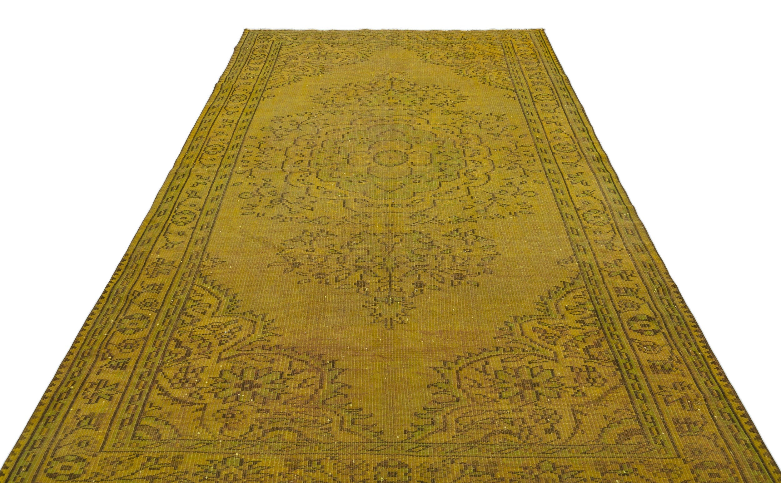 Atina Yellow Vintage Wool Handmade Area Rug 5'10" x 9'5"