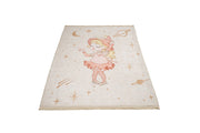 Kids Cotton Rug – White Chenille Digital Print Carpet for Playroom Comfort