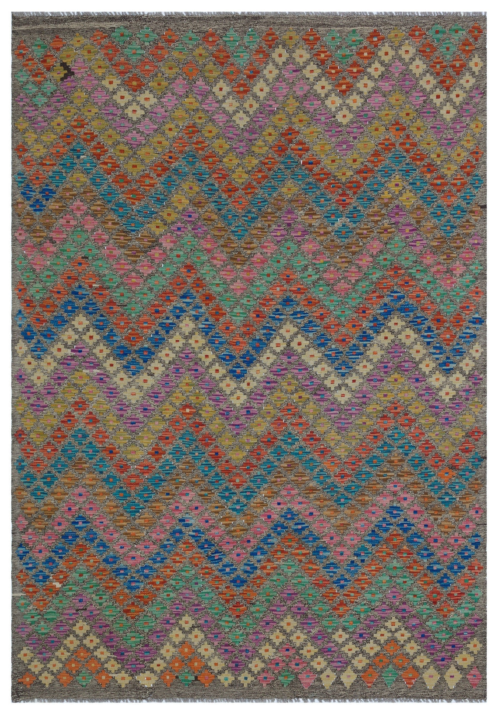 Selanik Beige Vintage Wool Handmade Area Rug 5'5" x 8'7"