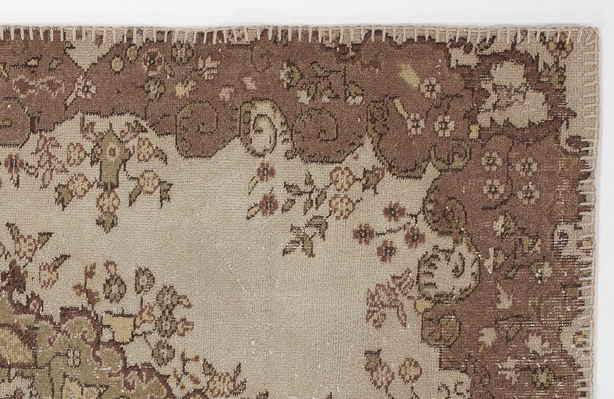 Atina Beige Vintage Wool Handmade Area Rug 3'11" x 7'0"