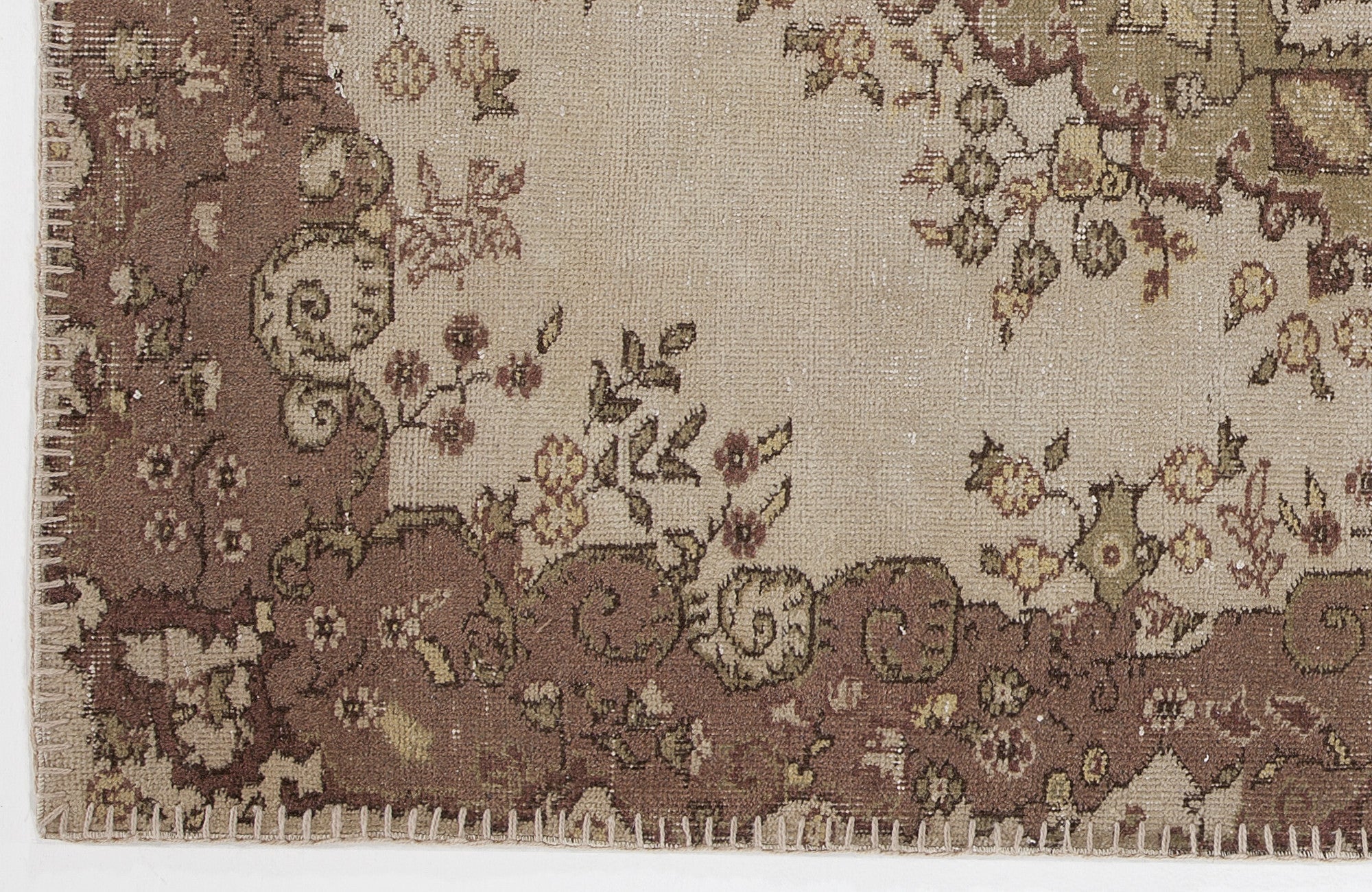 Atina Beige Vintage Wool Handmade Area Rug 3'11" x 7'0"