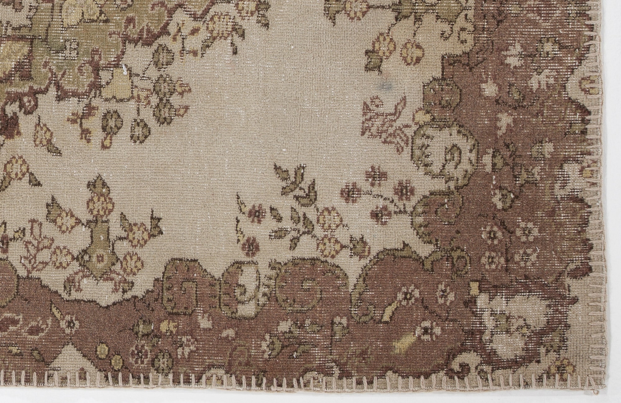 Atina Beige Vintage Wool Handmade Area Rug 3'11" x 7'0"
