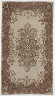 Atina Beige Vintage Wool Handmade Area Rug 3'11" x 7'0"