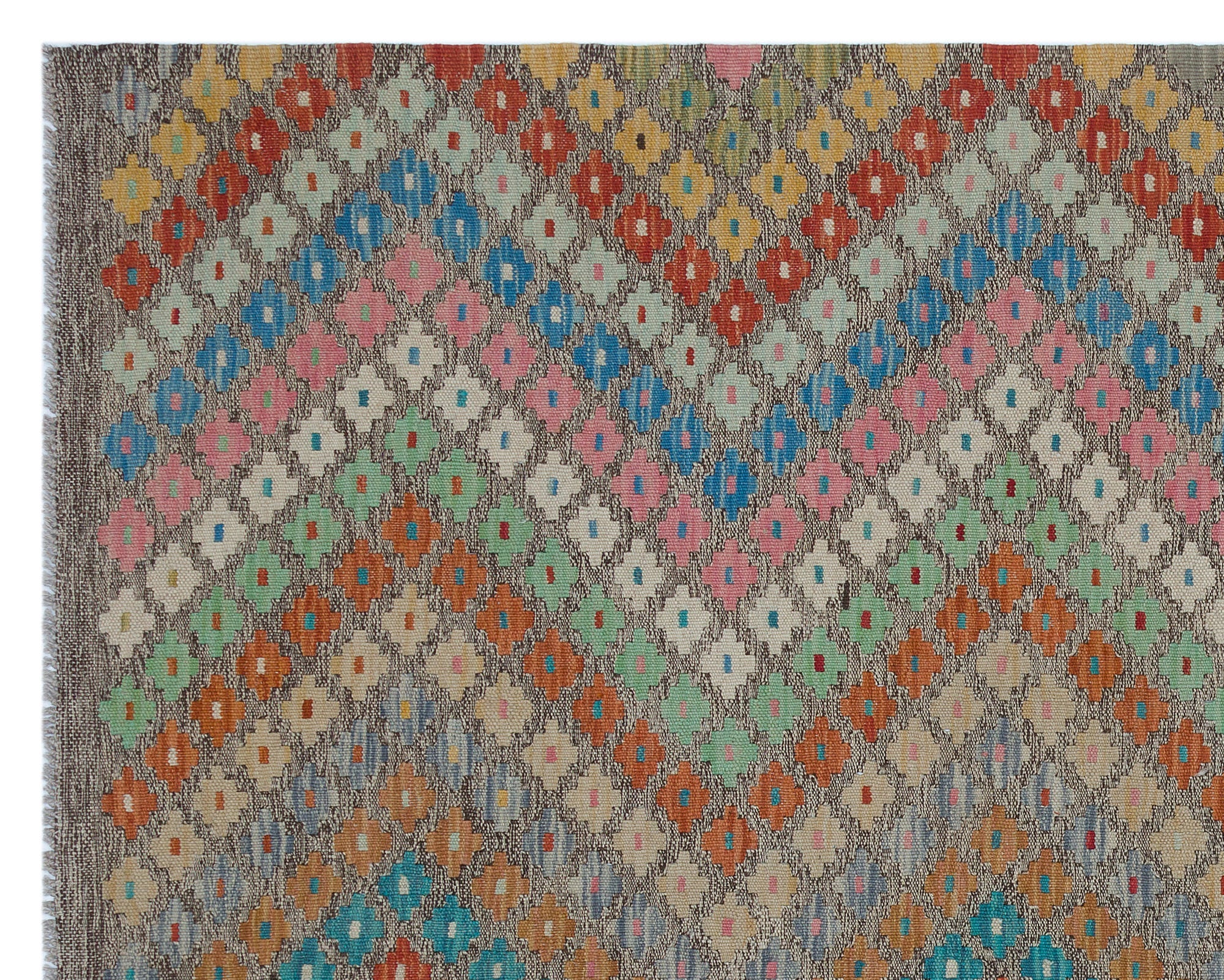Selanik Brown Vintage Wool Handmade Area Rug 5'3" x 6'5"