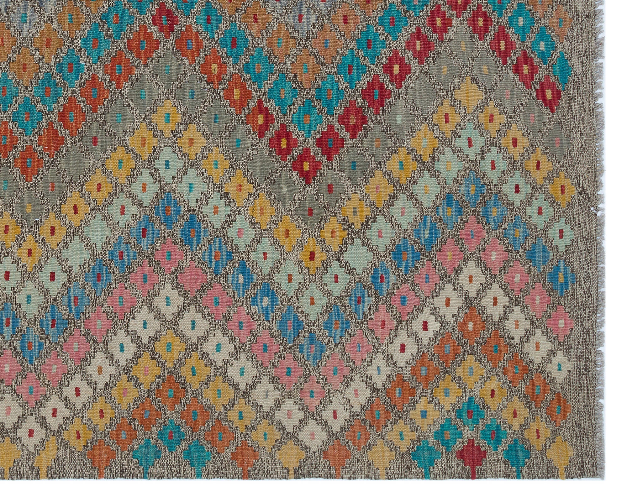 Selanik Brown Vintage Wool Handmade Area Rug 5'3" x 6'5"