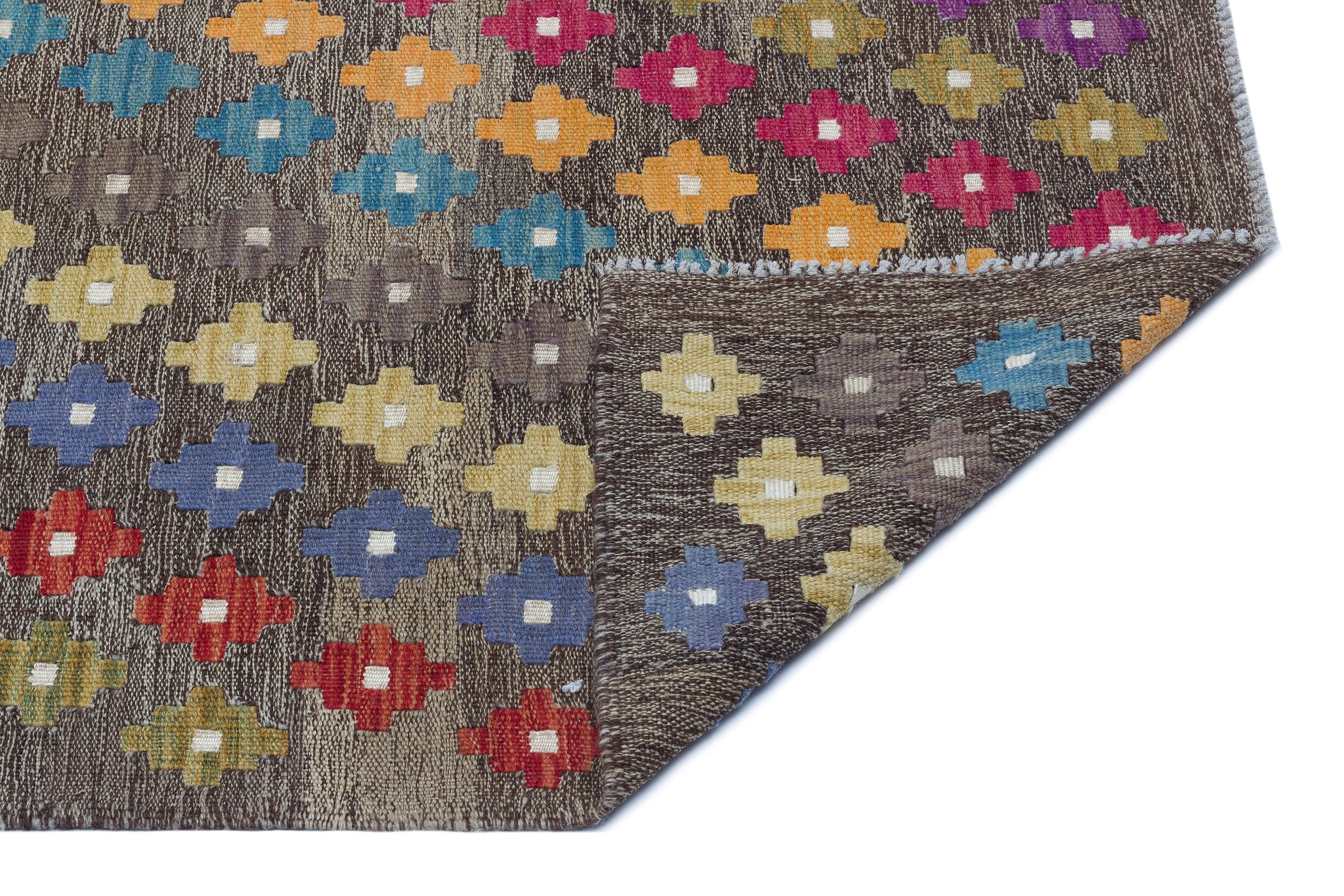 Selanik Brown Vintage Wool Handmade Area Rug 5'1" x 6'6"