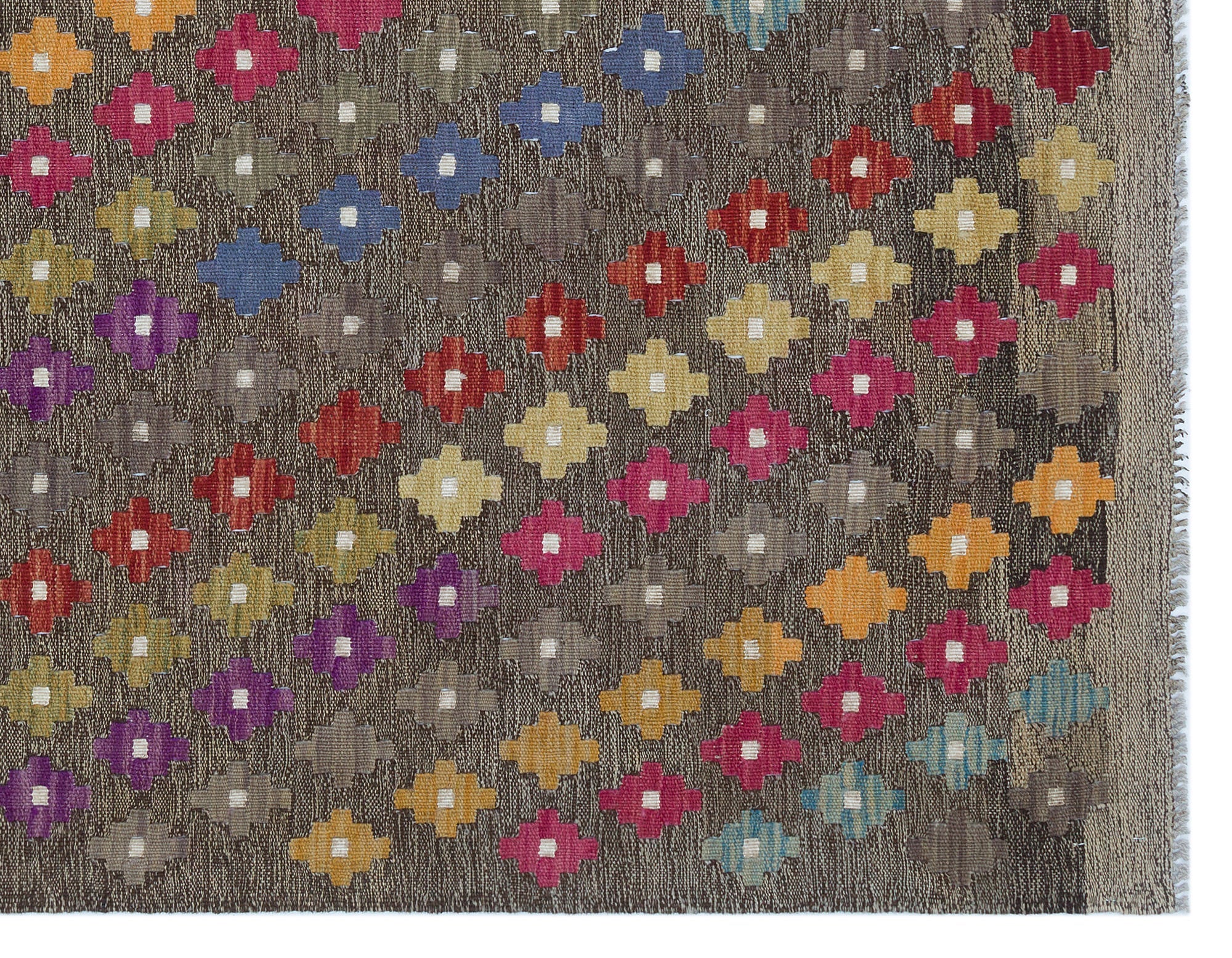 Selanik Brown Vintage Wool Handmade Area Rug 5'1" x 6'6"