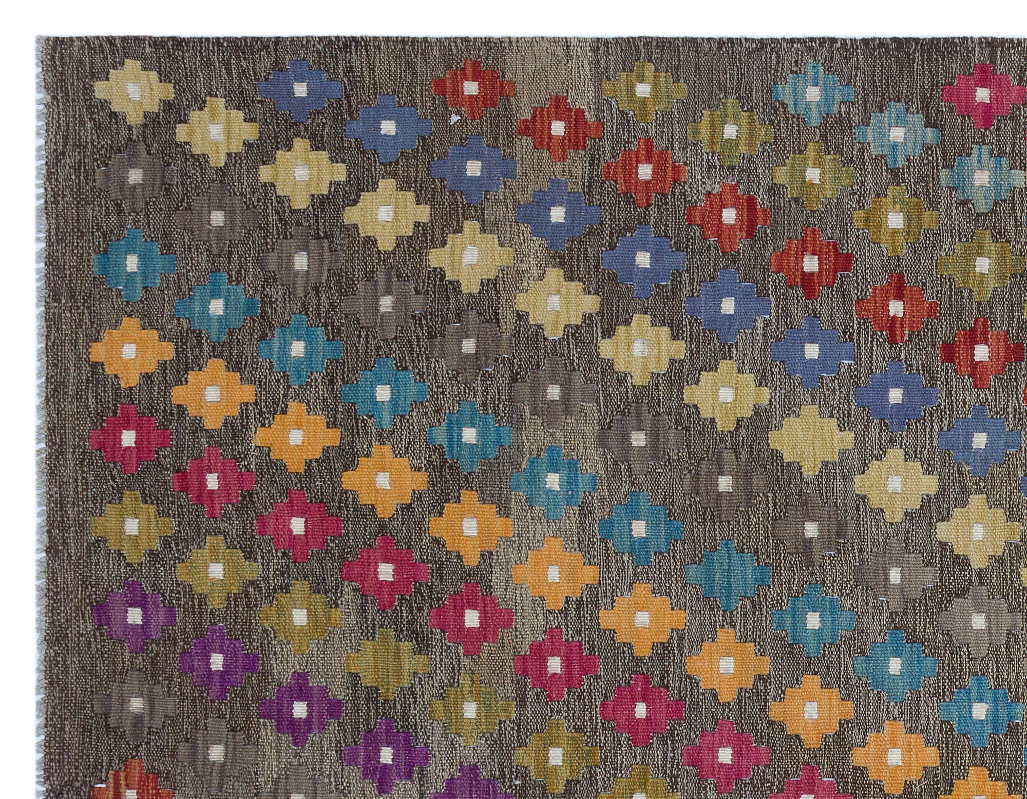 Selanik Brown Vintage Wool Handmade Area Rug 5'1" x 6'6"