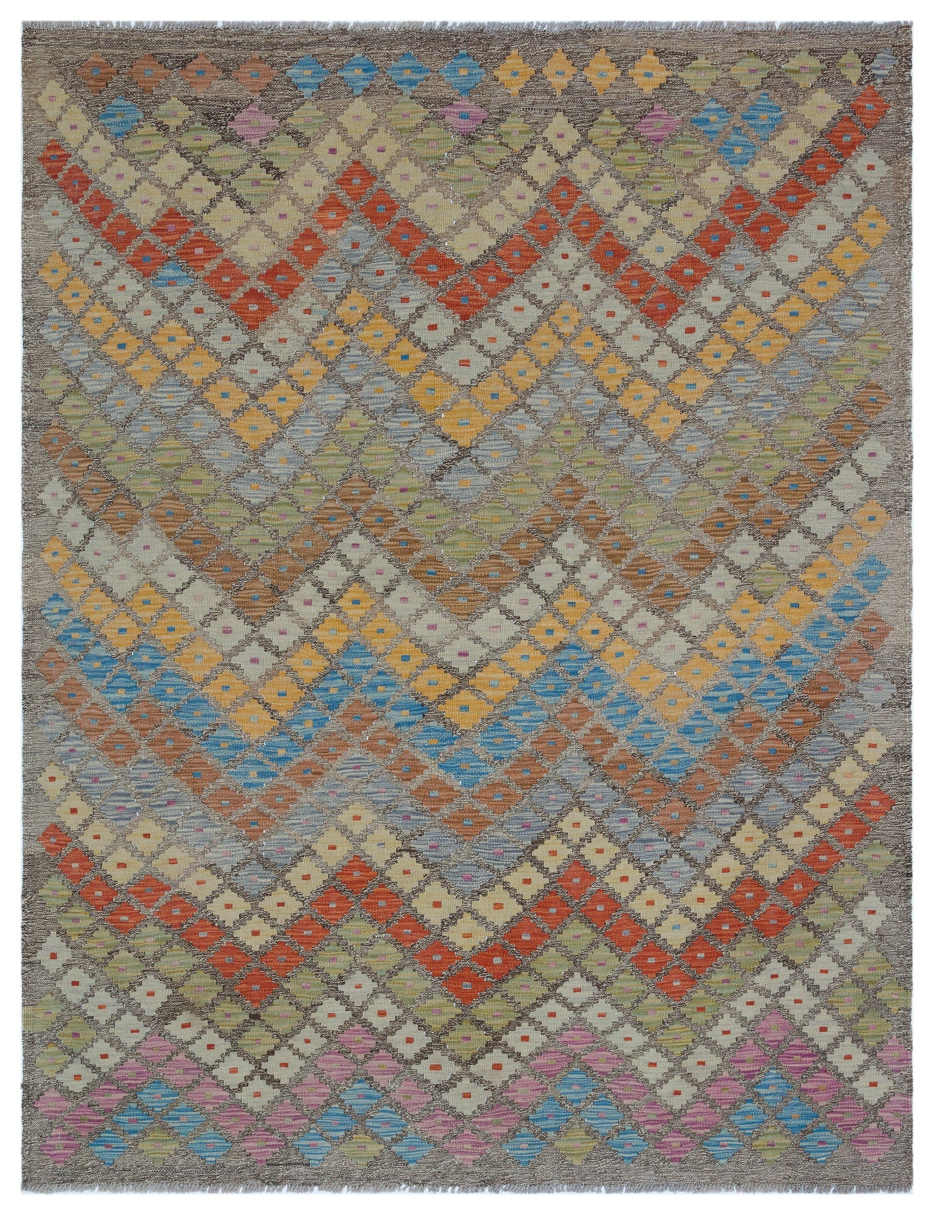 Selanik Beige Vintage Wool Handmade Area Rug 4'11" x 6'6"