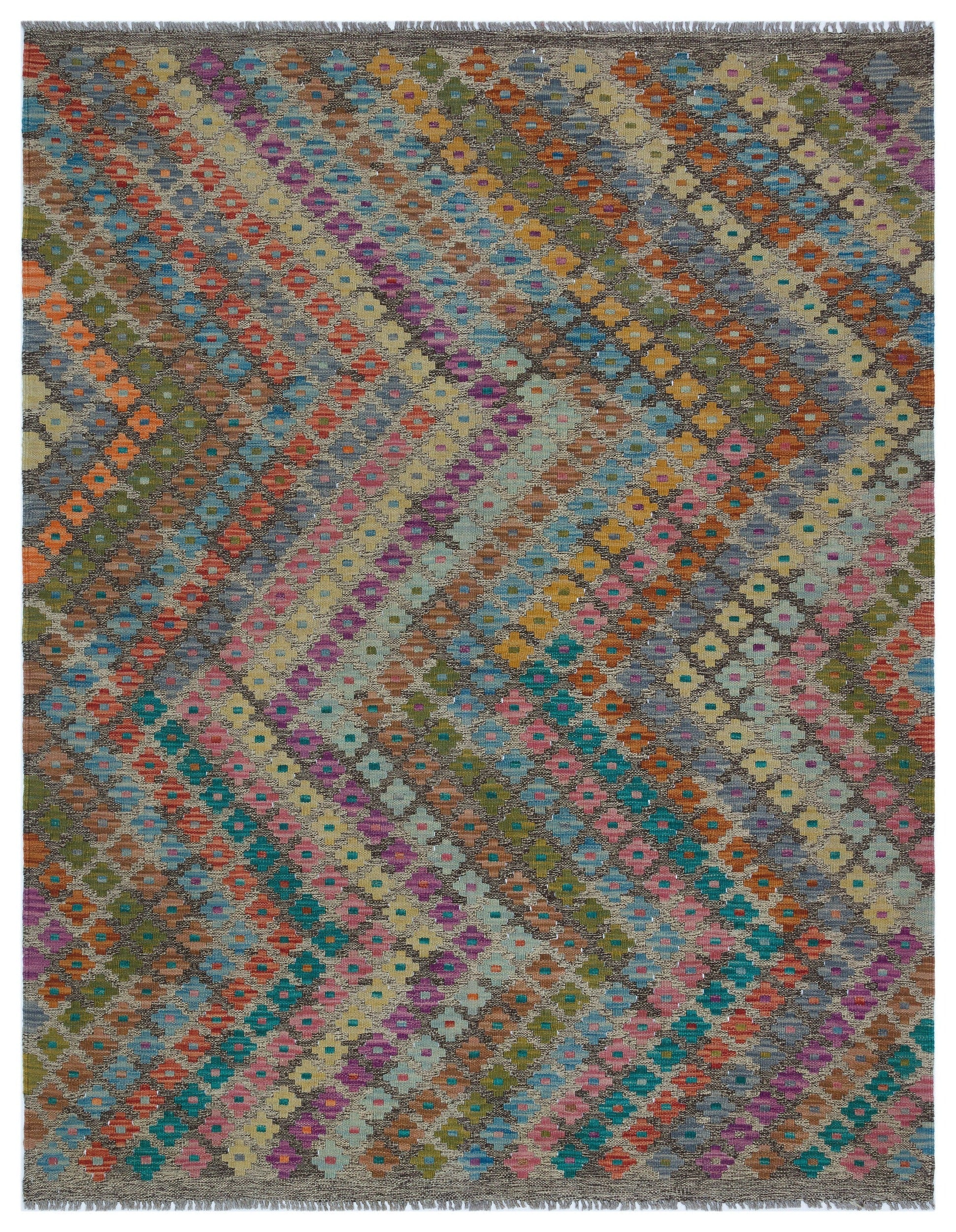 Selanik Grey Vintage Wool Handmade Area Rug 5'1" x 6'6"