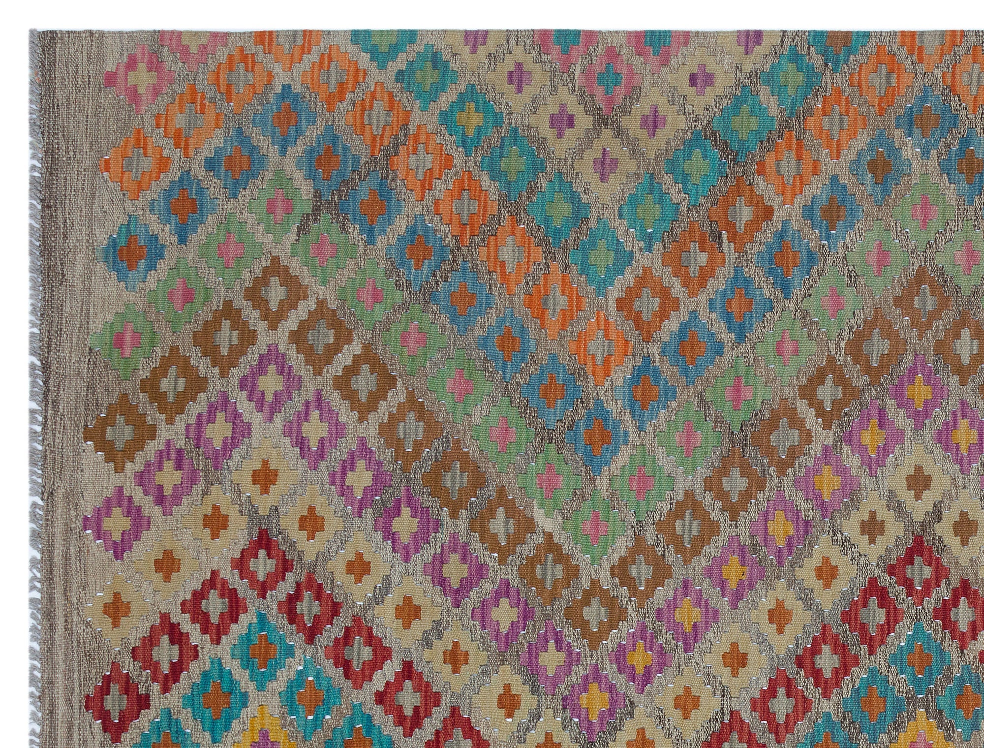 Selanik Beige Vintage Wool Handmade Area Rug 5'4" x 8'4"