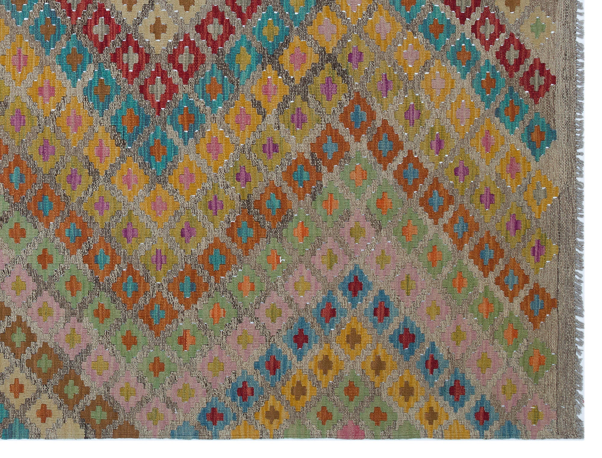Selanik Beige Vintage Wool Handmade Area Rug 5'4" x 8'4"