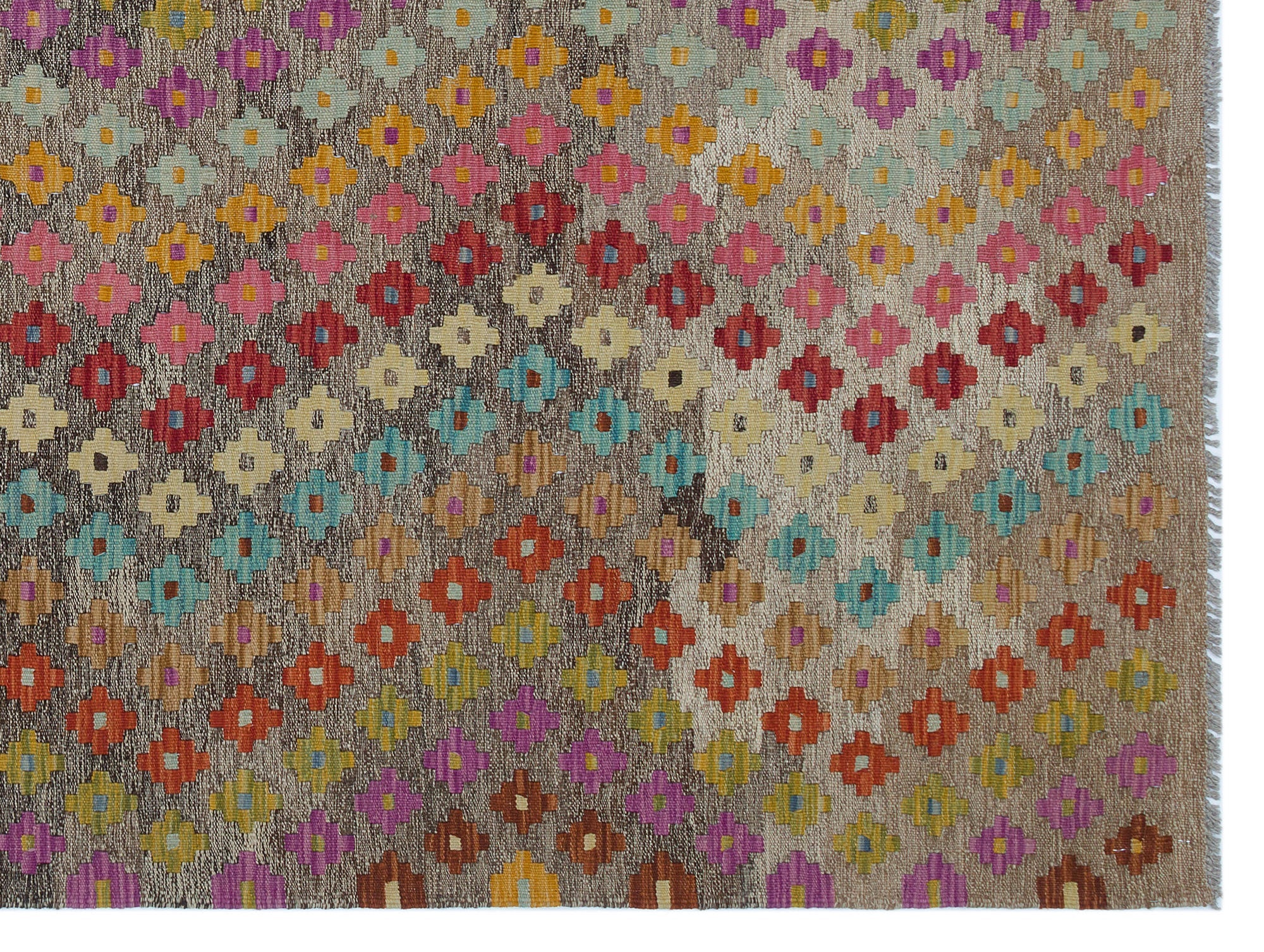 Selanik Brown Vintage Wool Handmade Area Rug 5'2" x 8'11"