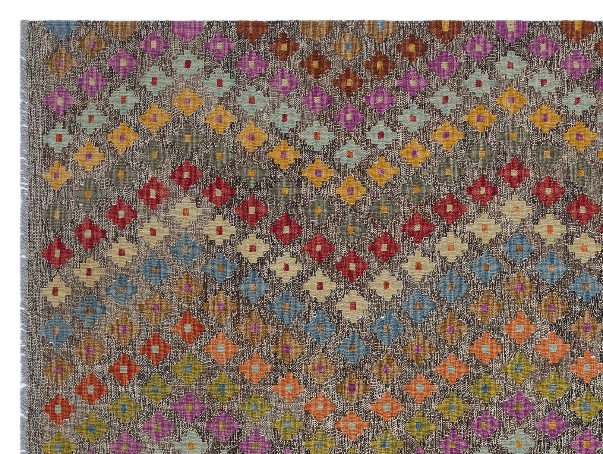 Selanik Brown Vintage Wool Handmade Area Rug 5'2" x 8'11"