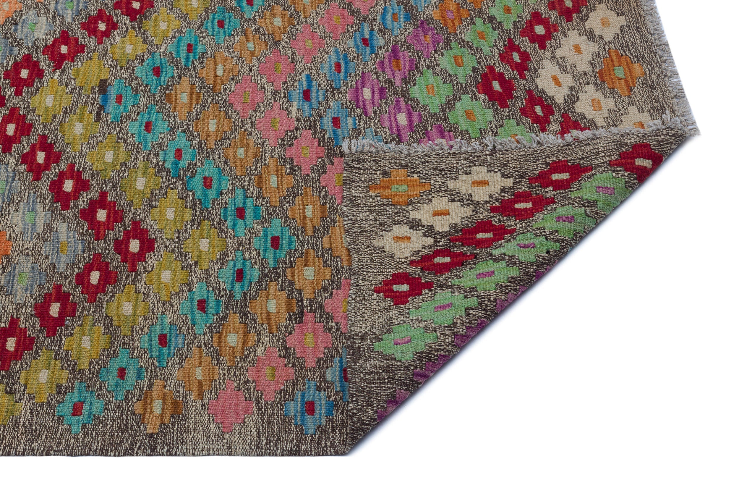 Selanik Brown Vintage Wool Handmade Area Rug 5'1" x 9'3"