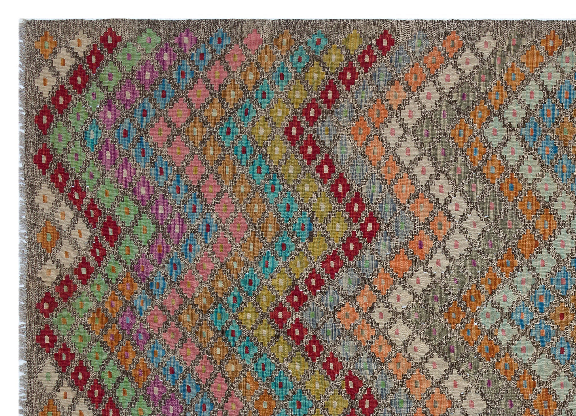 Selanik Brown Vintage Wool Handmade Area Rug 5'1" x 9'3"