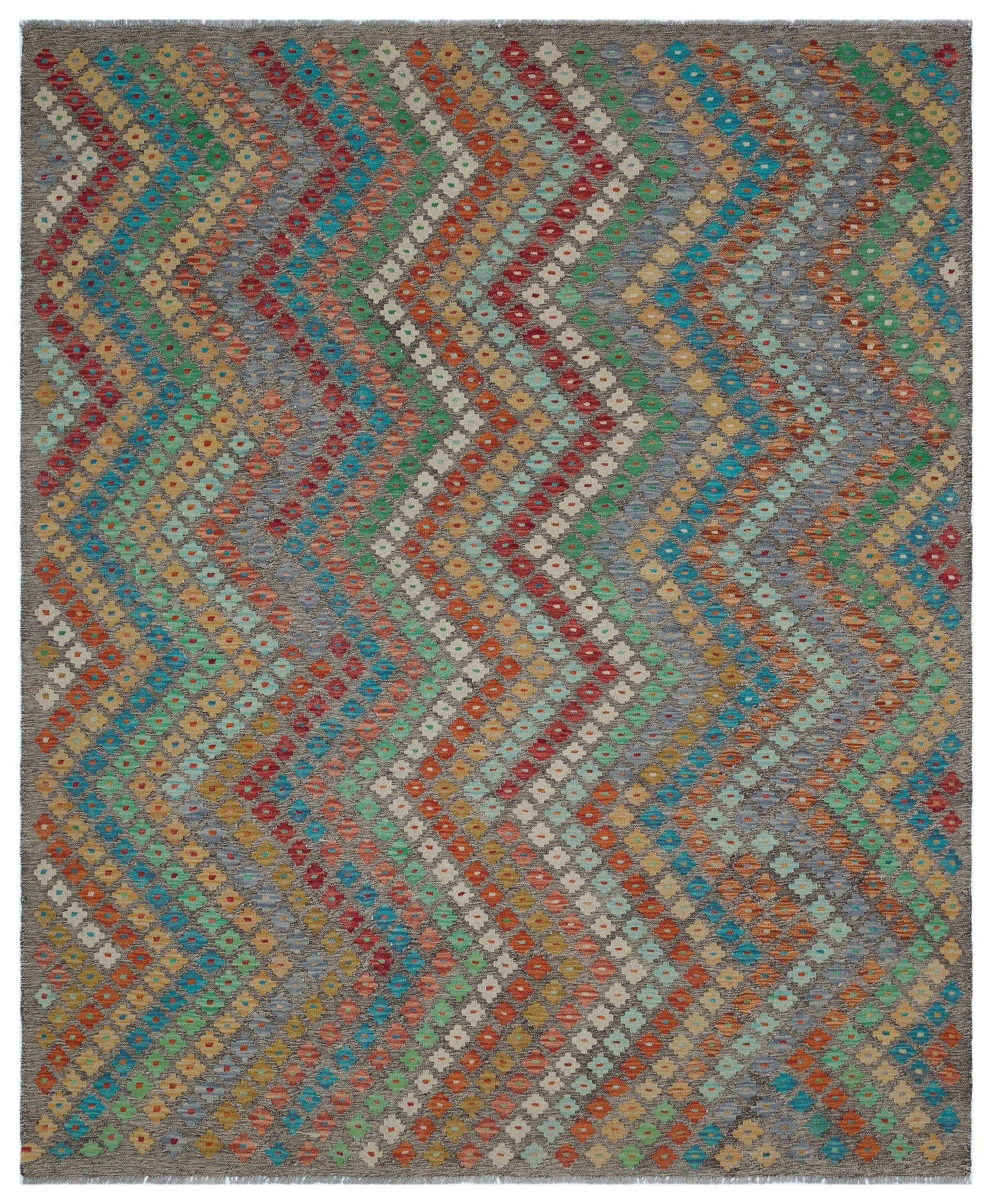 Selanik Beige Vintage Wool Handmade Area Rug 6'9" x 7'11"