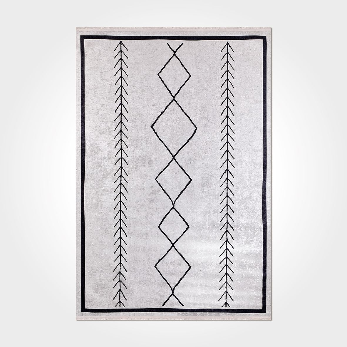 Geometric Area Rug – Washable Non Slip Chenille Cotton Rug With Grey Modern Design