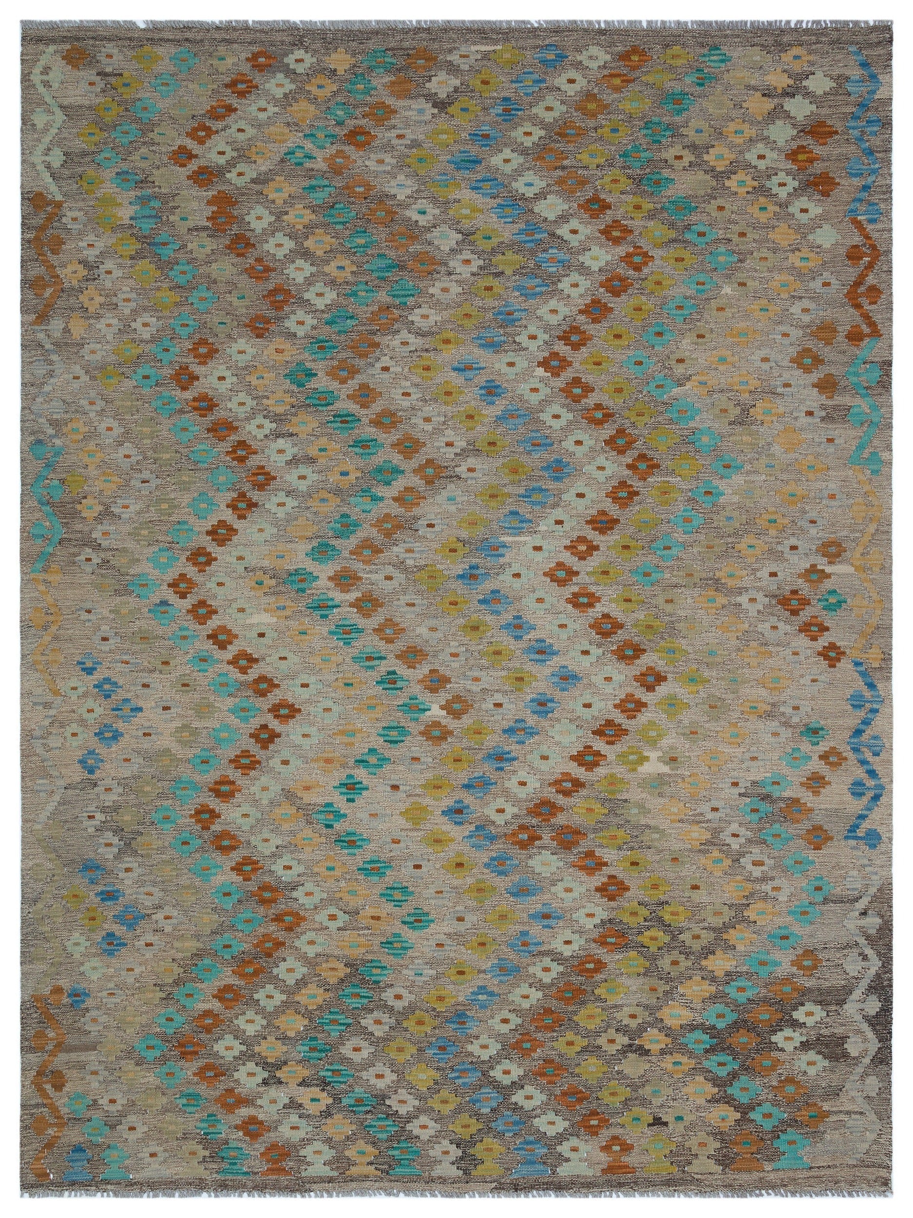 Selanik 30077 Beige Vintage Wool Handmade Area Rug 5'11" x 8'0"