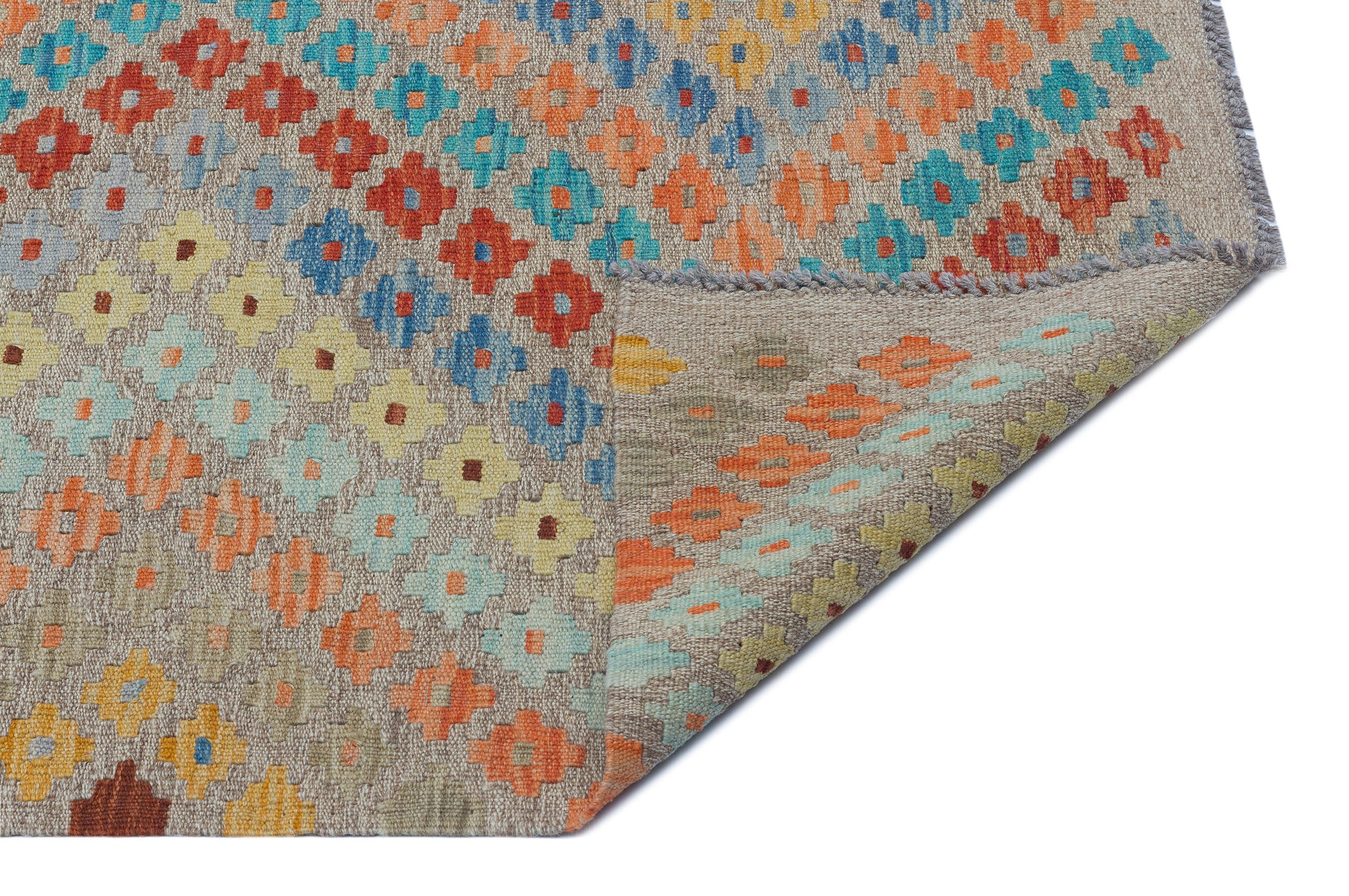 Selanik Beige Vintage Wool Handmade Area Rug 5'2" x 8'8"