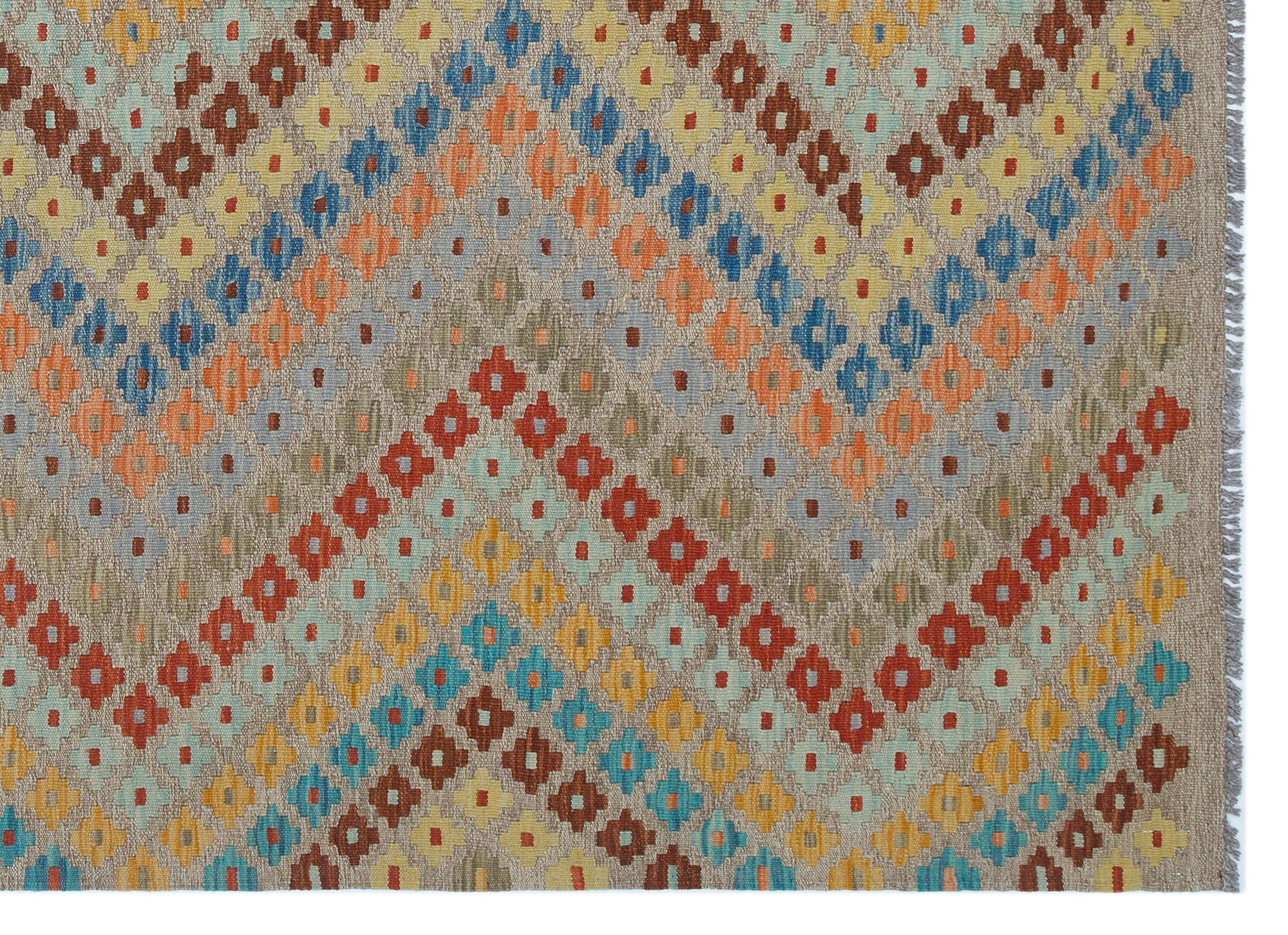 Selanik Beige Vintage Wool Handmade Area Rug 5'2" x 8'8"