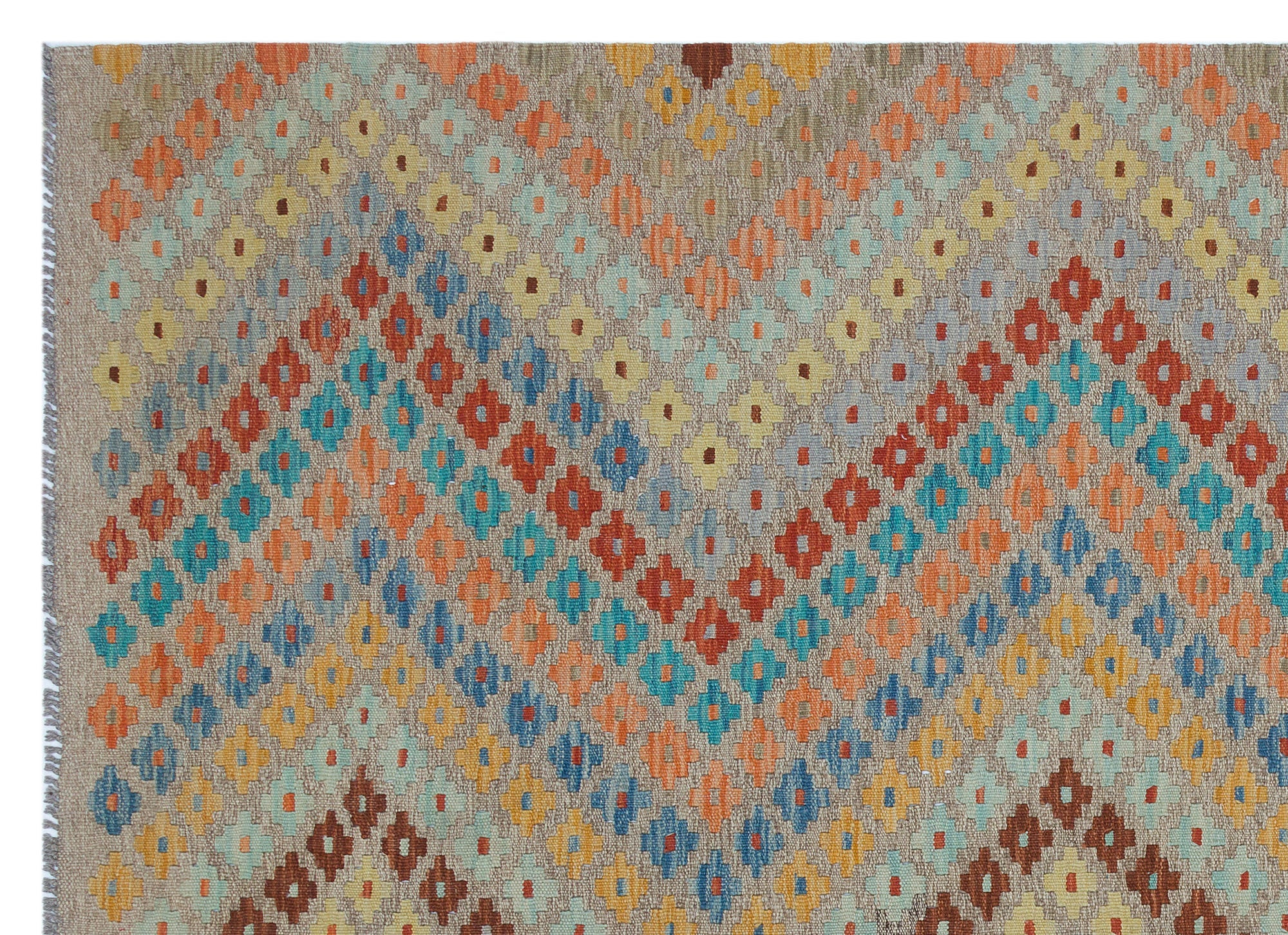 Selanik Beige Vintage Wool Handmade Area Rug 5'2" x 8'8"